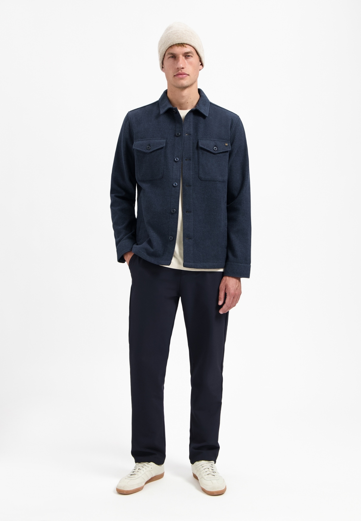 NO EXCESS Langarmhemd »No Excess Meliertes Overshirt«