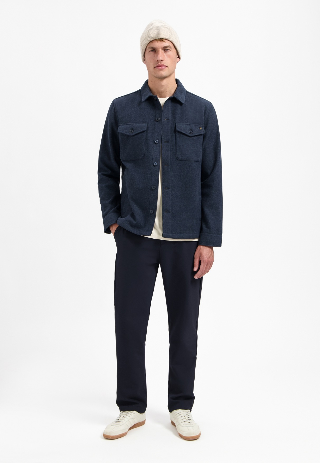 Thumbnail - NO EXCESS Langarmhemd "No Excess Meliertes Overshirt Overshirt Button Closure Melange"