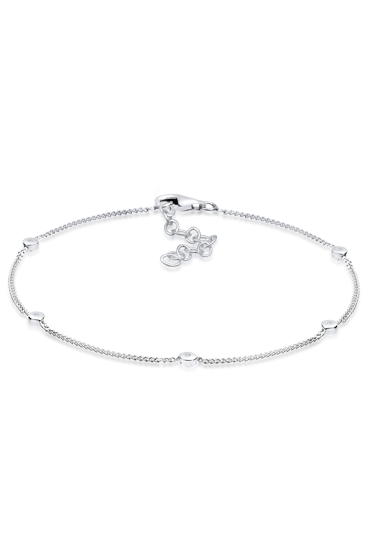 ELLI DIAMONDS Damen Armkette "Armband Diamant Weiß Brillantschliff (0.025 ct) 925 Sterling Silber", 200, Silber 925 (Sterlingsilber), weiß, Silber