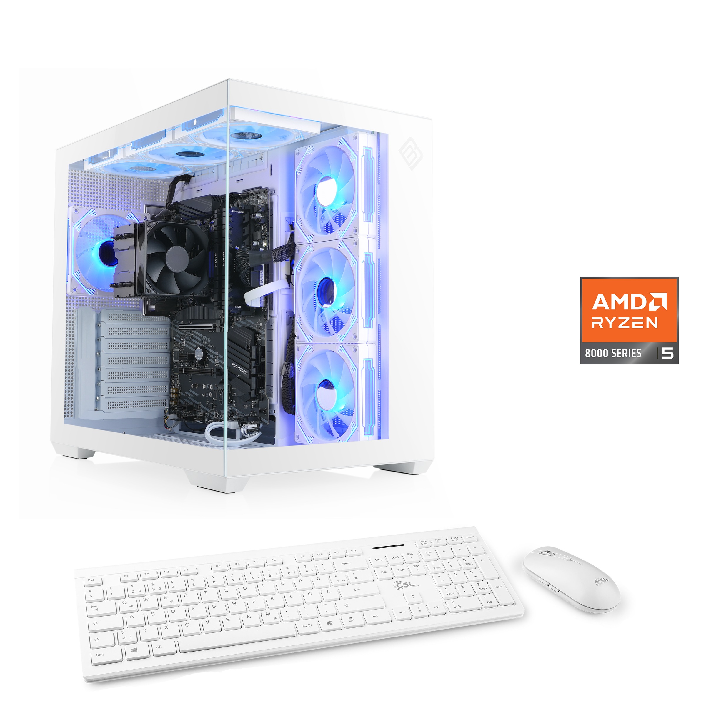 CSL PC "Vitrum Advanced V24490", weiß, Microsoft Windows 11 Home (64 Bit), 16 GB RAM 500 GB SSD, Desktop-PCs, PC