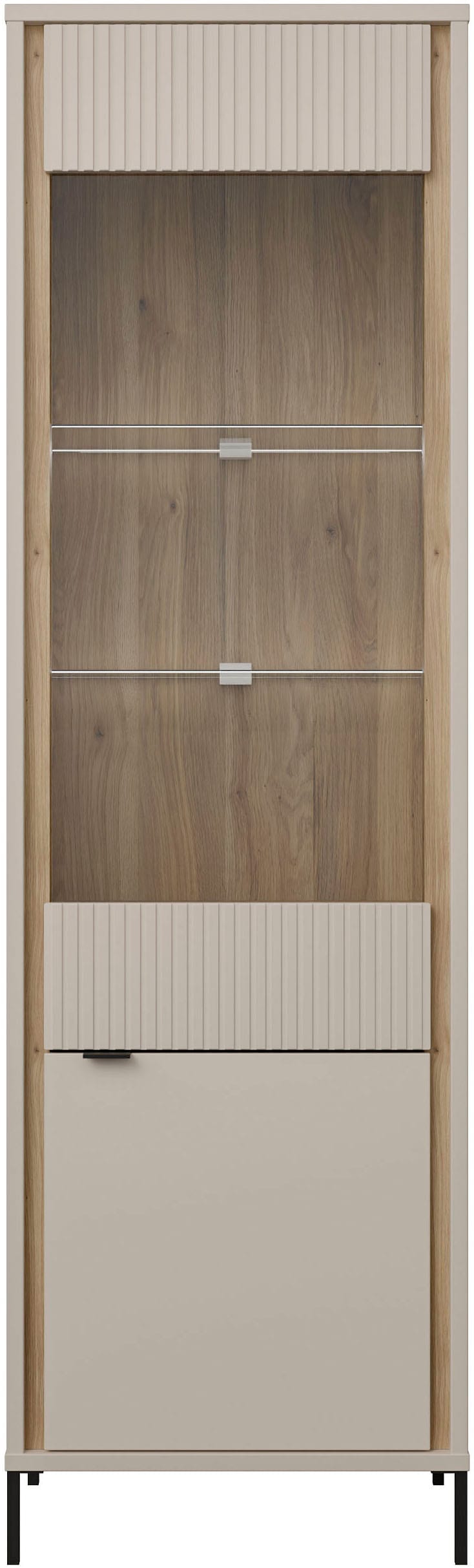 FORTE Vitrine »Forte Seravel Vitrine, 2-türig, Höhe 192,2 cm Lamellen« B/H/T 59,4/199,2/41,5 cm, Glastüre, optionale Beleuchtung