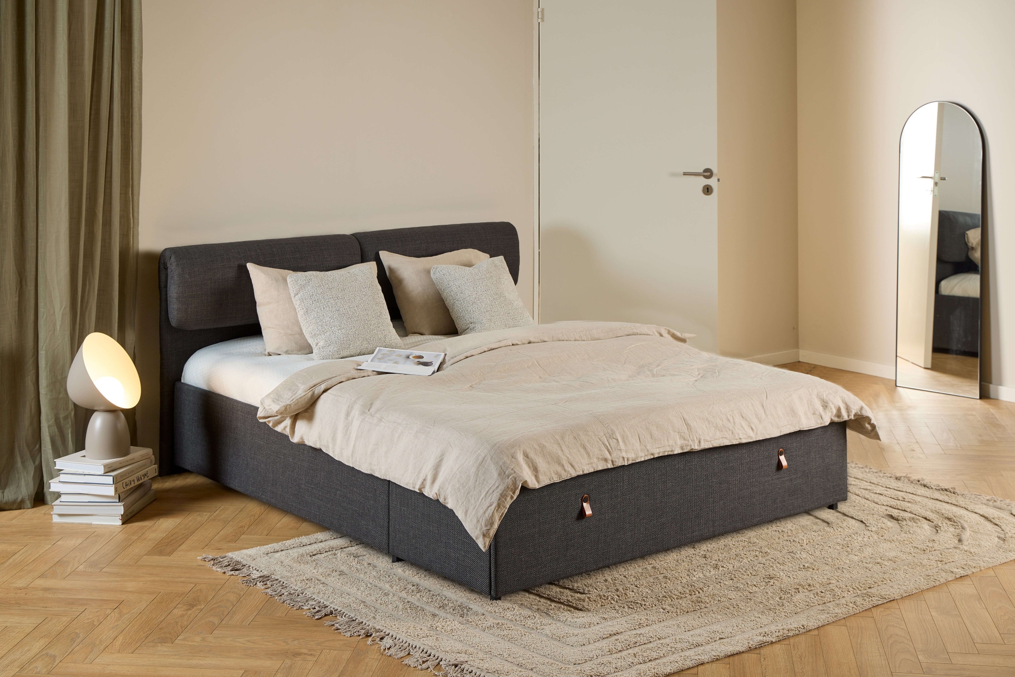 ACTONA GROUP Bett »Calvi« Bett, dunkelgrau, schwarz, verstellbar, versteckter Stauraum,160x200cm