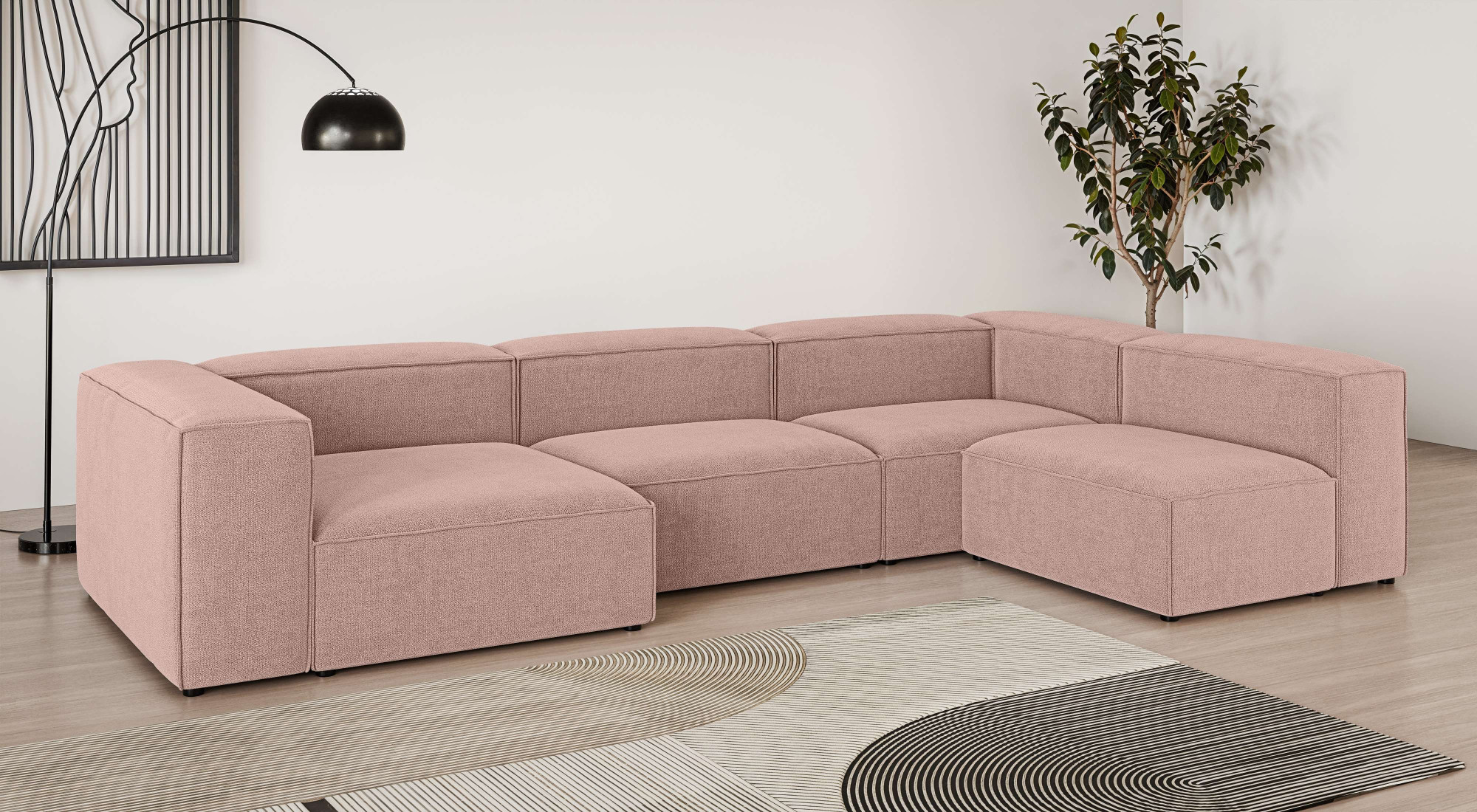 OTTO home Wohnlandschaft "HAILY U-Form mit Ottomane links/rechts, Maße B/T/H: 360/200/72 cm" als Modul oder separat verwendbar, für individuelle Zusammenstellung