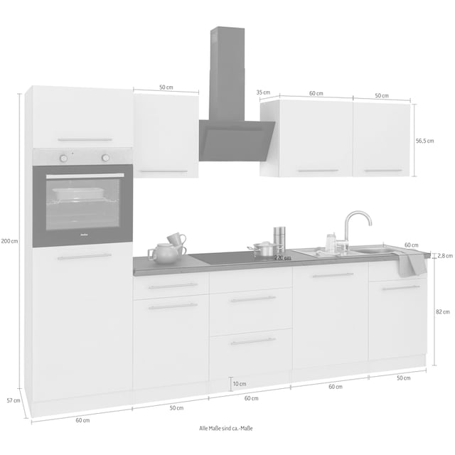 wiho Küchen Küchenzeile »Unna«, ohne E-Geräte, Breite 280 cm kaufen | BAUR