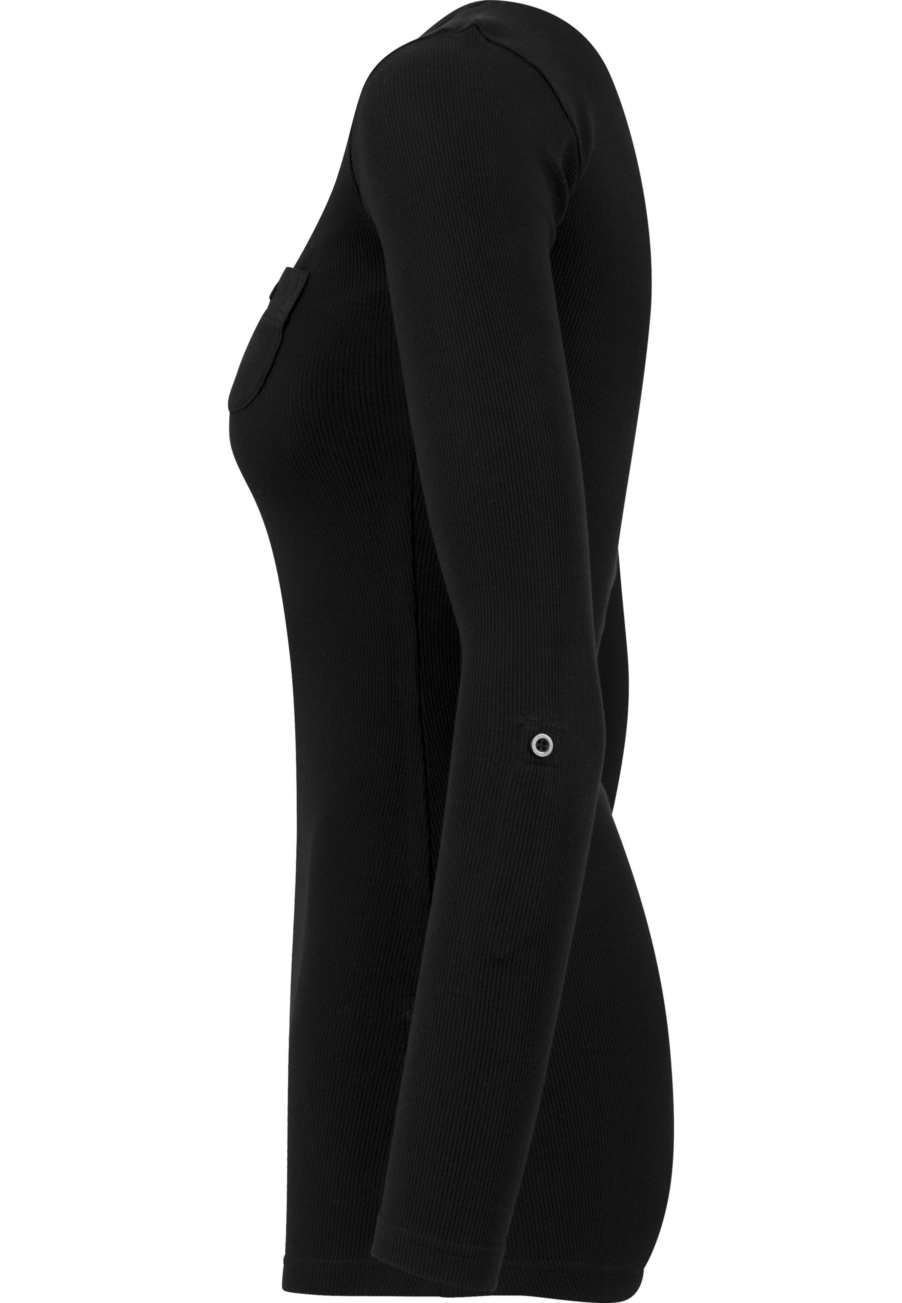 URBAN CLASSICS Longsleeve »Urban Classics Damen Ladies Long Rib Pocket Turnup Tee« 1 Stk.