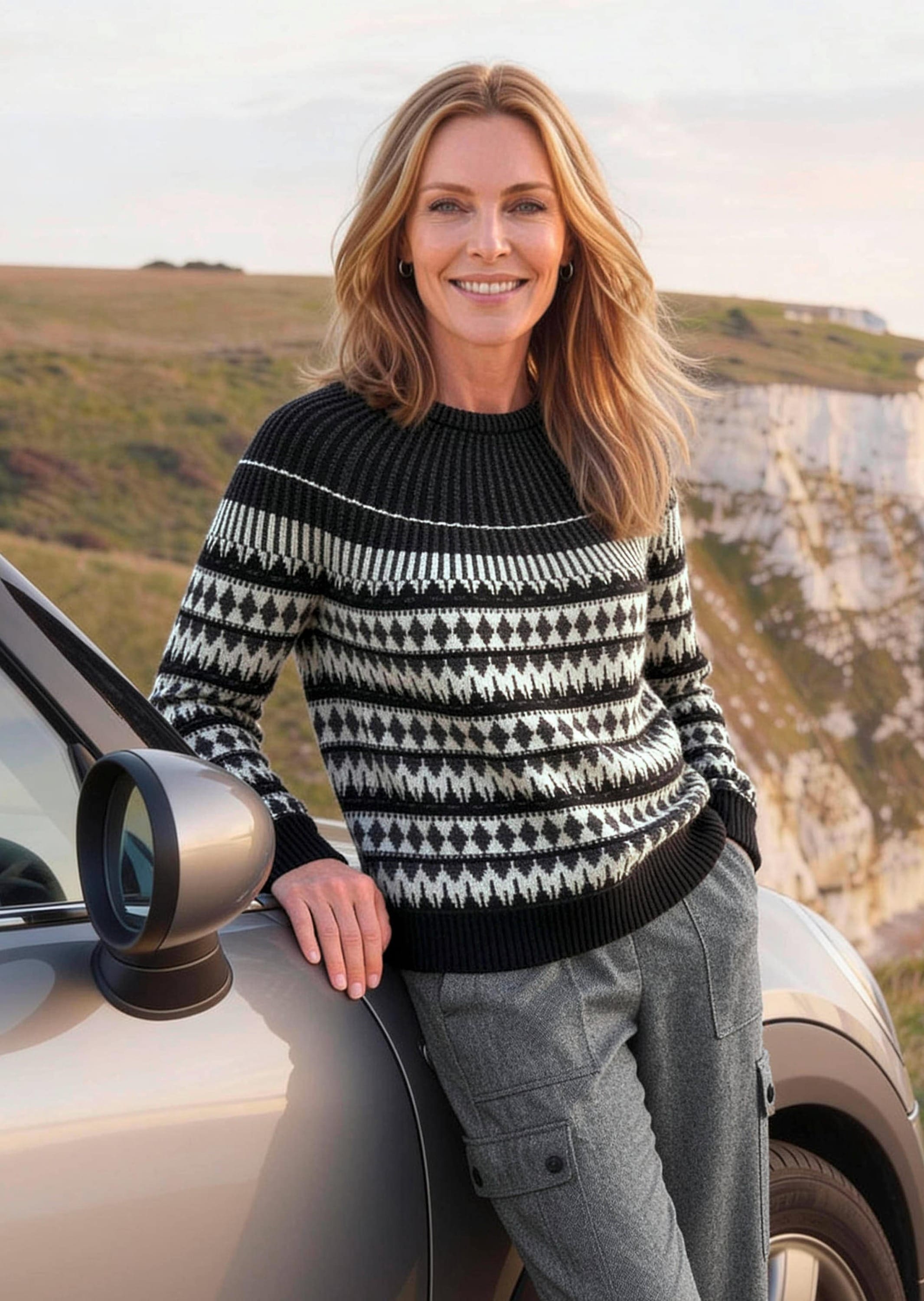 GOLDNER Rundhalspullover »Norwegerpullover mit Raglanärmeln« mit Glitzergarn am Ausschnitt