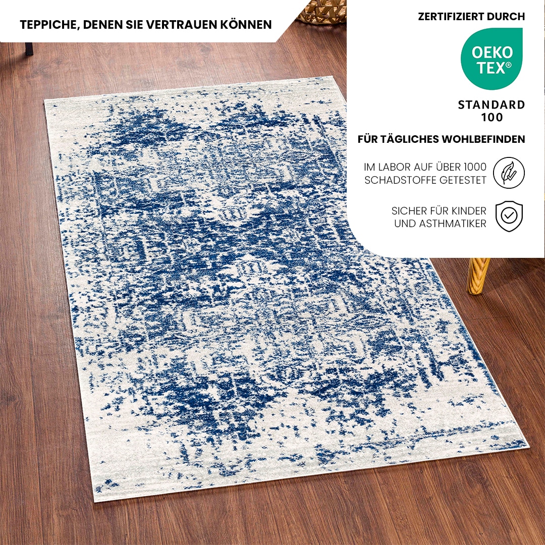 Livabliss Teppich »SYRACUSA«, rechteckig, 12 mm Höhe, Vintage Orientteppich, Kurzflor Boho Wohnzimmerteppich, Läufer