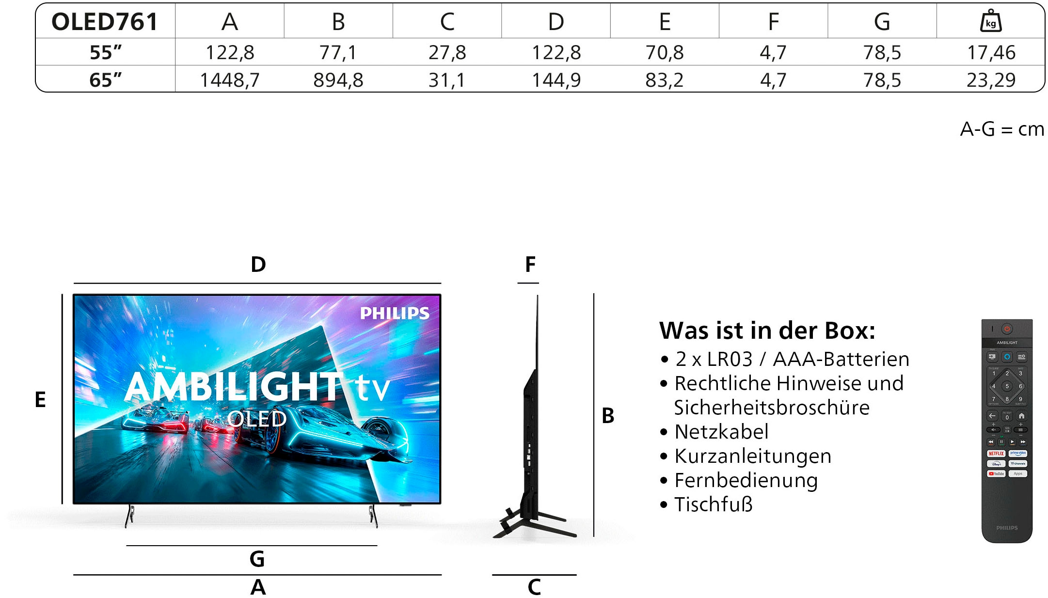 Philips OLED-Fernseher »65OLED761/12« 164 cm/55 ″ Smart-TV