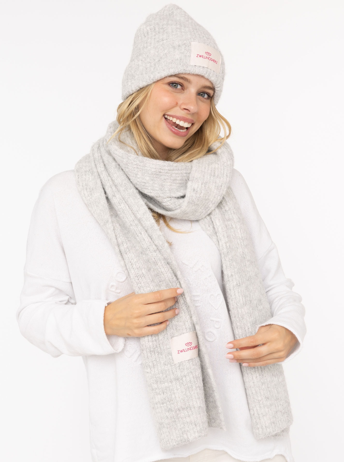 Zwillingsherz Strickmütze »"Zwillingsherz Patch"« gerippt,  mit Wolle und Umschlag, mit Patch