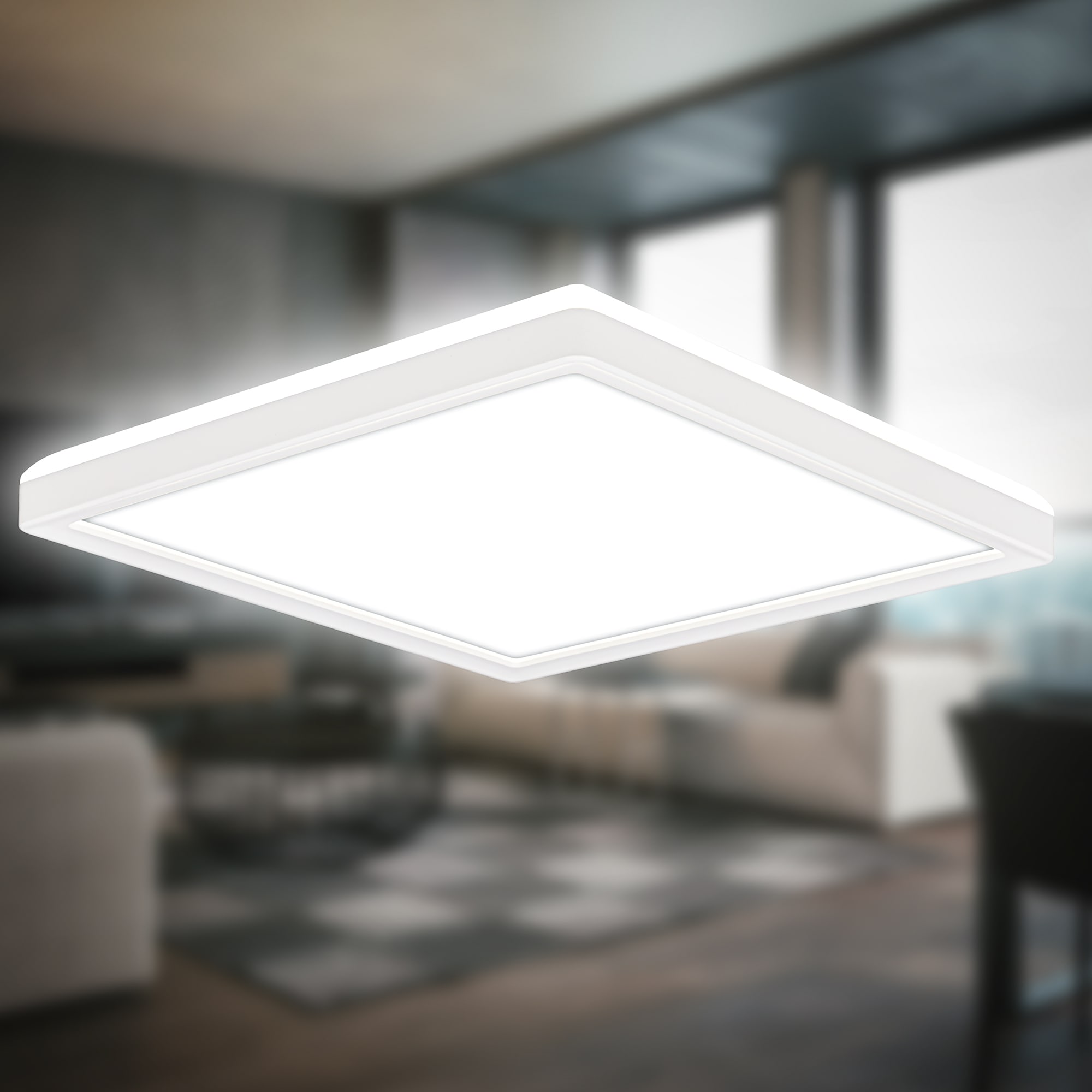 B.K.Licht LED Deckenleuchte »BKL1599 Ultraflache Deckenlampe, LED Panel mit Backlight«, 1 flammig, Leuchtmittel LED-Modul | LED fest integriert, 4.000K, 1.900 Lm, 16W, indirekte Hintergrundbeleuchtung, 24x24cm, Weiß