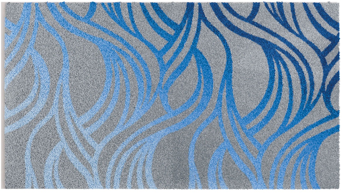 Thumbnail - Grund Badematte "Mayra" Höhe 20 mm rutschhemmend beschichtet fußbodenheizungsgeeignet Frisches Wellenmuster in lebendige...