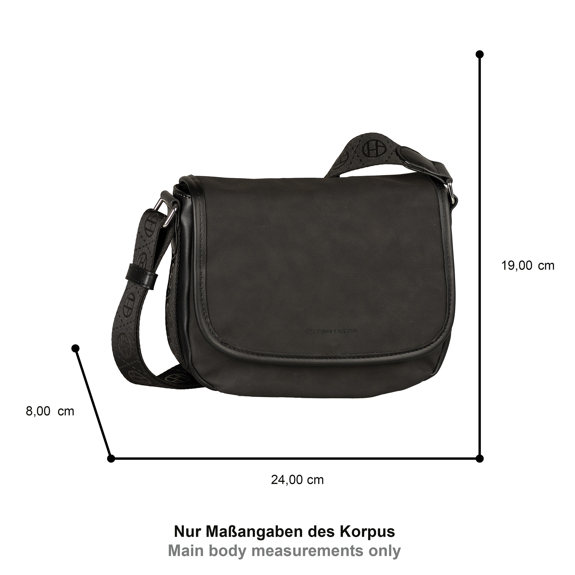 TOM TAILOR Satteltasche »Yara«, feines Nubukimtat mit Glattlederimitat sowie Gewebeband mit Logodruck
