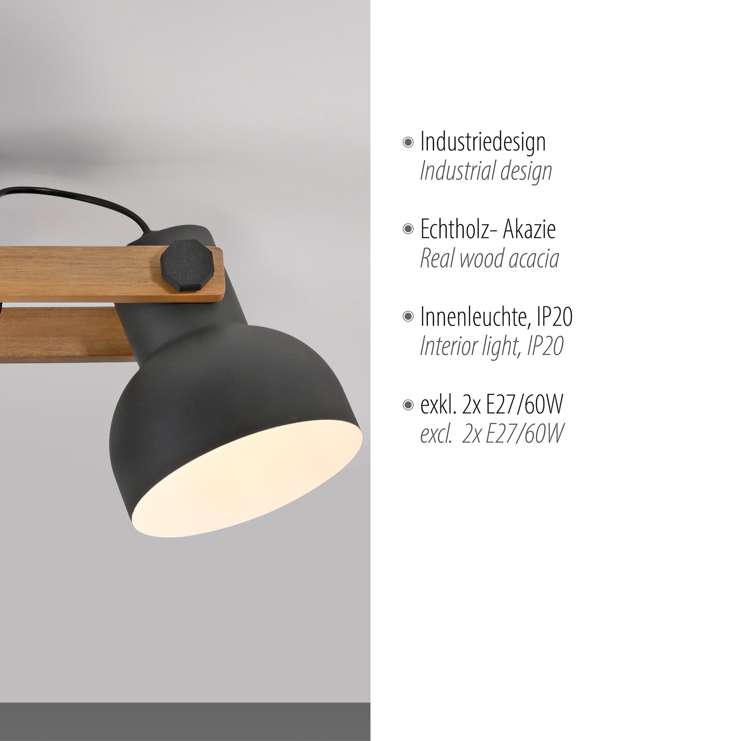 JUST LIGHT Deckenleuchte »CUP 2.0«, 2 flammig, Leuchtmittel E27 | Leuchtmittel wechselbar, ExklusiveE27