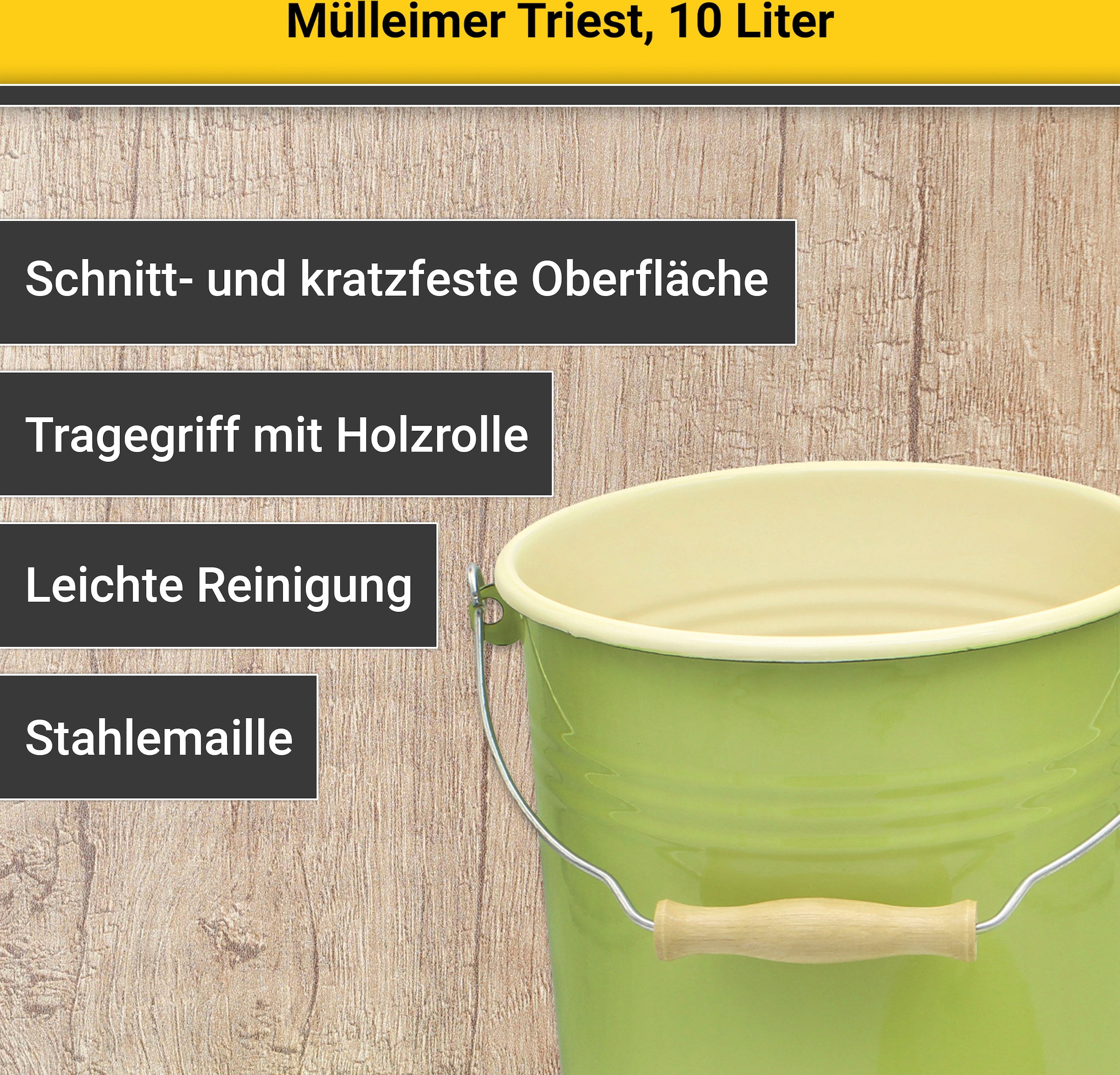 Krüger Mülleimer »Emaille Mülleimer mit Deckel«, schnitt- / kratzfeste Oberfläche, bakterienabweisend, extrem langlebig