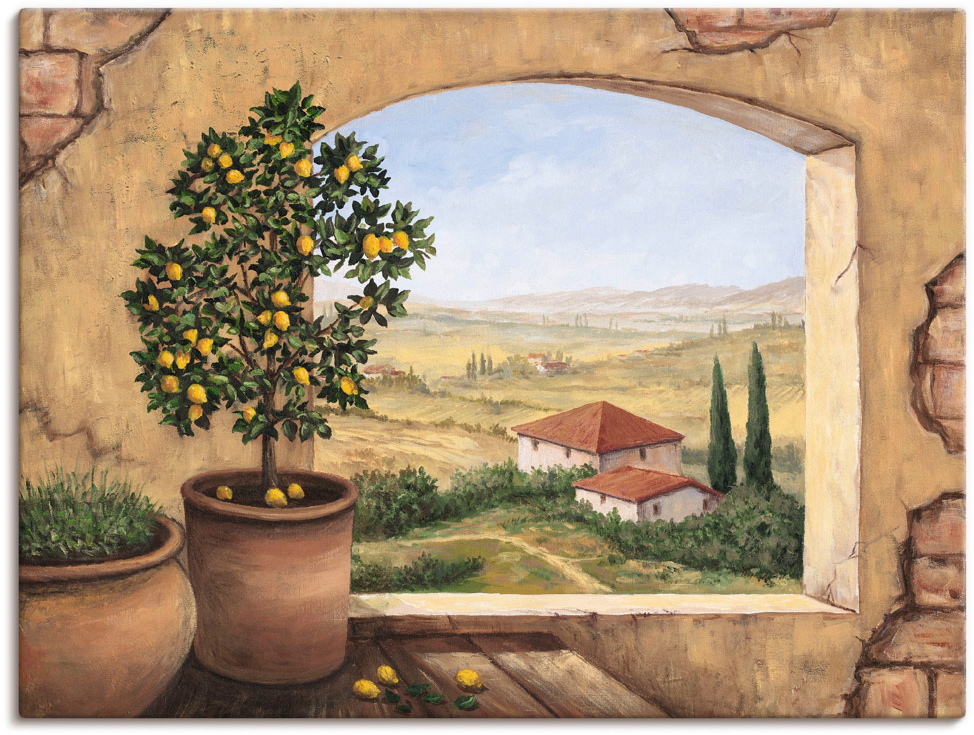 Artland Wandbild "Fenster in der Toskana", Fensterblick, (1 St.), als Alubild, Outdoorbild, Leinwandbild, Poster, Wandau