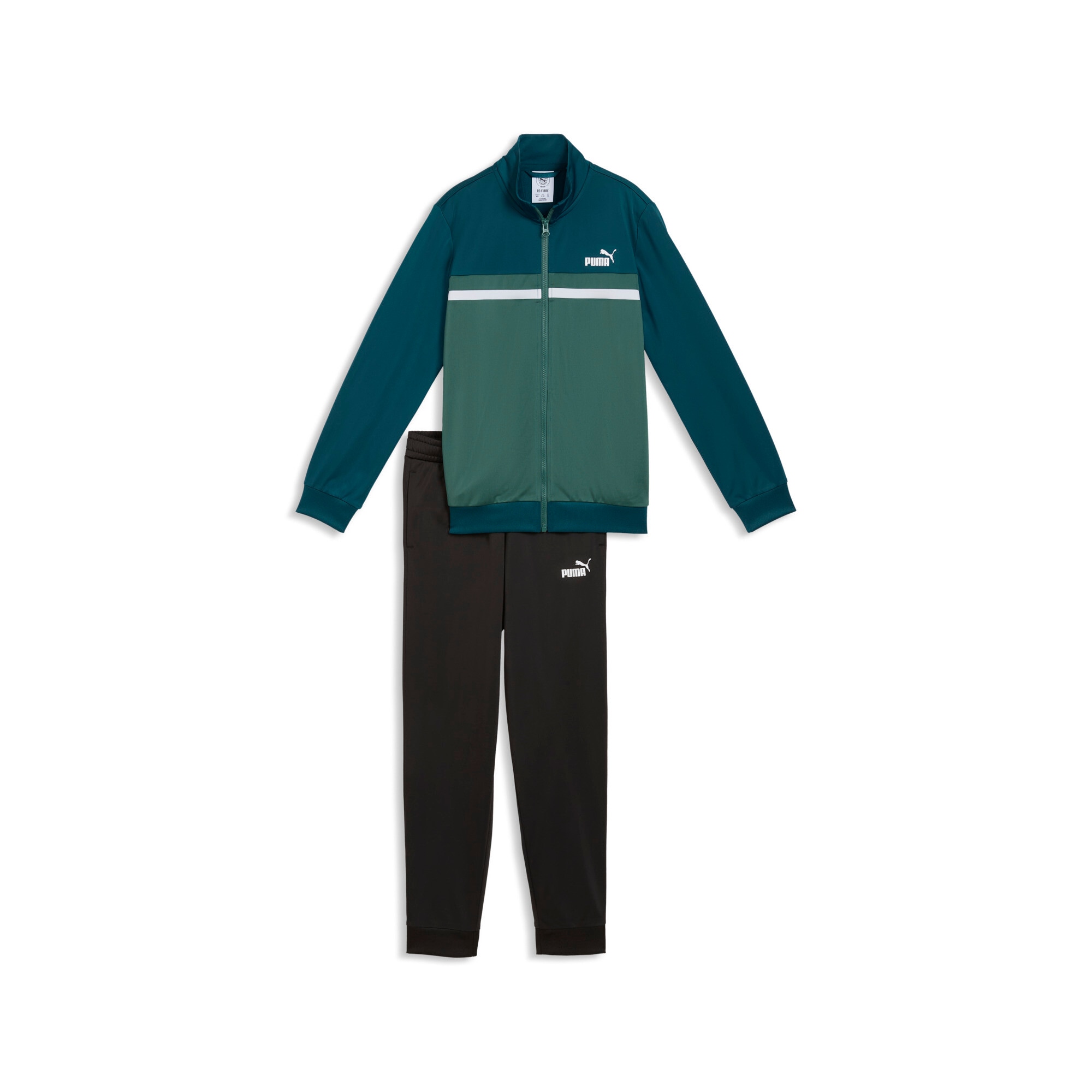 PUMA Trainingsanzug "POLY COLORBLOCK SUIT B" 2 zweiteiliges Set, mit Reißverschluss am Oberteil, aus Polyester