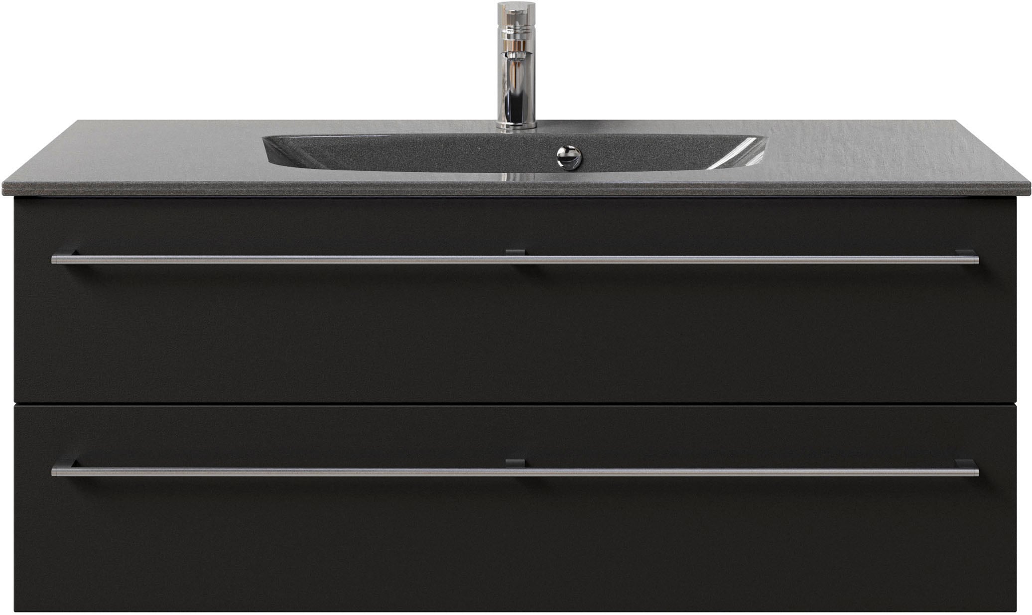 Saphir Waschtisch »Serie 6025 Mineralmarmor-Waschtisch mit Unterschrank, 117 cm breit«, Waschplatz mit 2 Schubladen, hängend, verschiedene Ausführungen