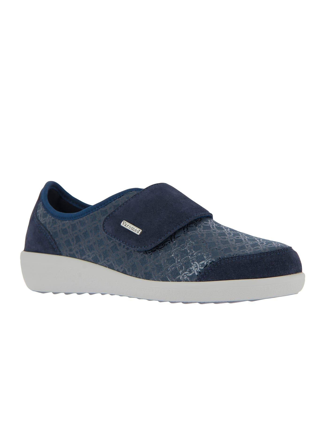 VAROMED Damen Klettschuh, Gr. 7, blau, Veloursleder, Schuhe