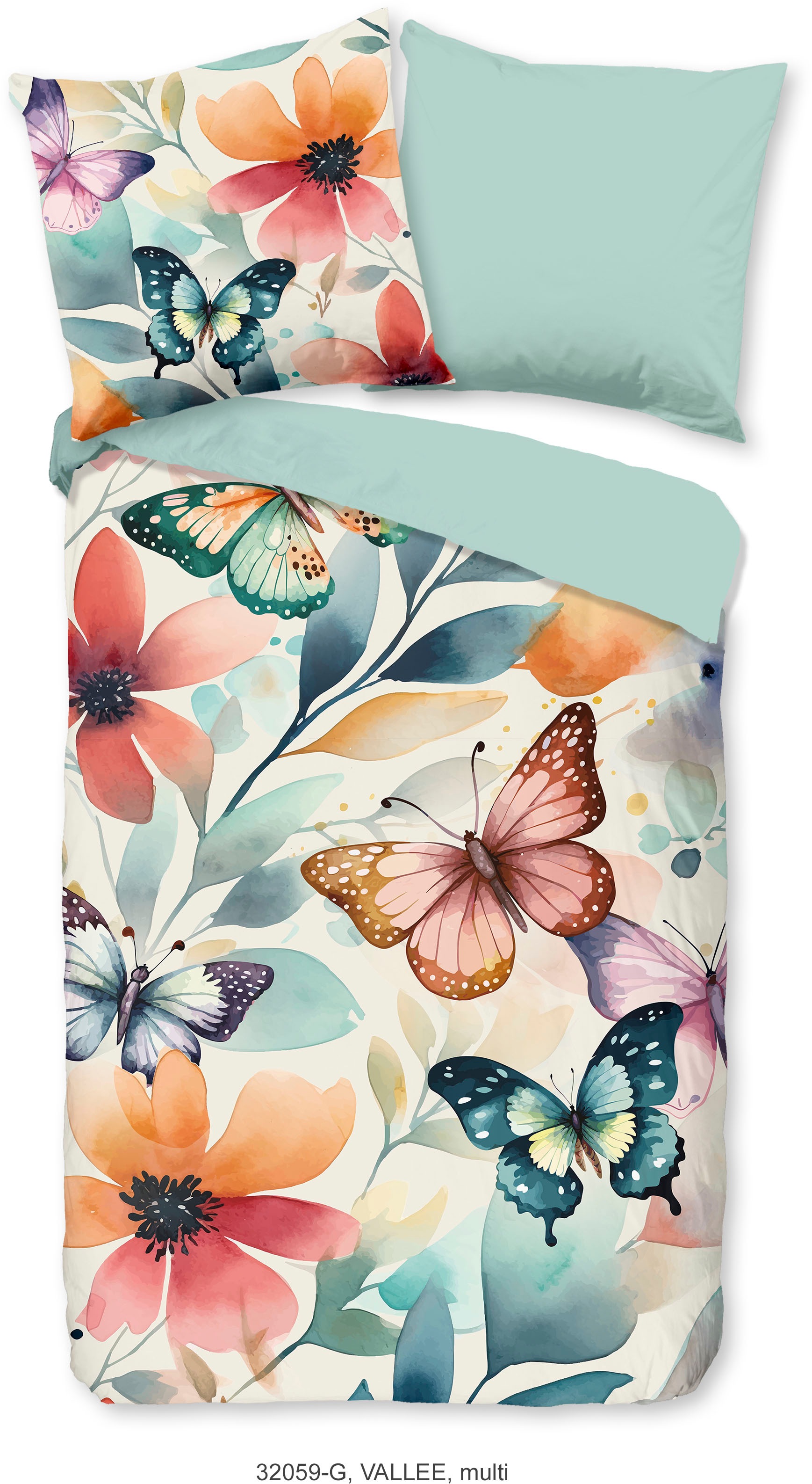 good morning Wendebettwäsche »Vallee«, 100% Baumwolle, 135x200, Reißverschluss, Wendeoptik, Blumen, Bunt