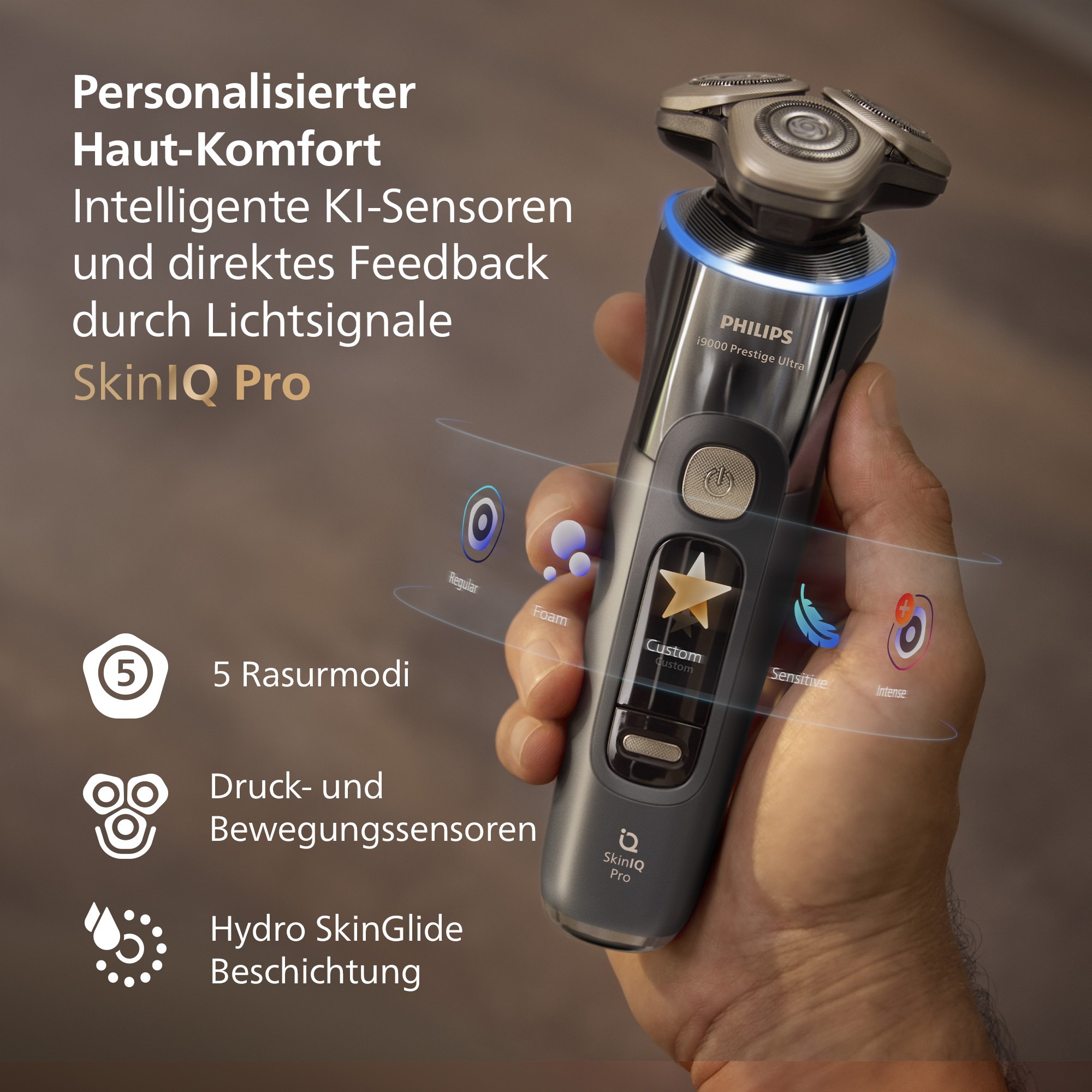 Philips Elektrorasierer »Series i9000 Prestige Ultra XP9402/31«, 1 St. Aufsätze, mit SkinIQ Technologie, inkl. Ladestand, Reiseetui, 1 Kartusche