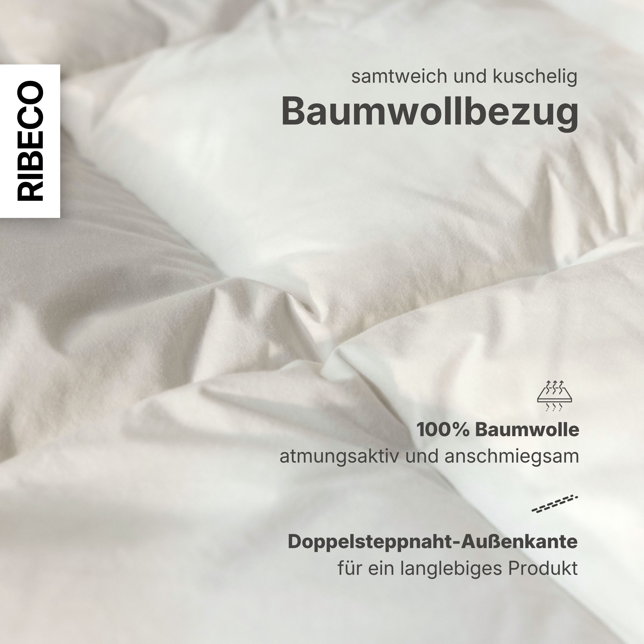 RIBECO Daunenbettdecke »Bettdecke in 135x200 und 155x220cm Topseller,« extrawarm Füllung 80Daunen20Federn 1 Stk. tlg. Daunen und Federn, Made in Germany, mit gratis 80x80 cm Kissen