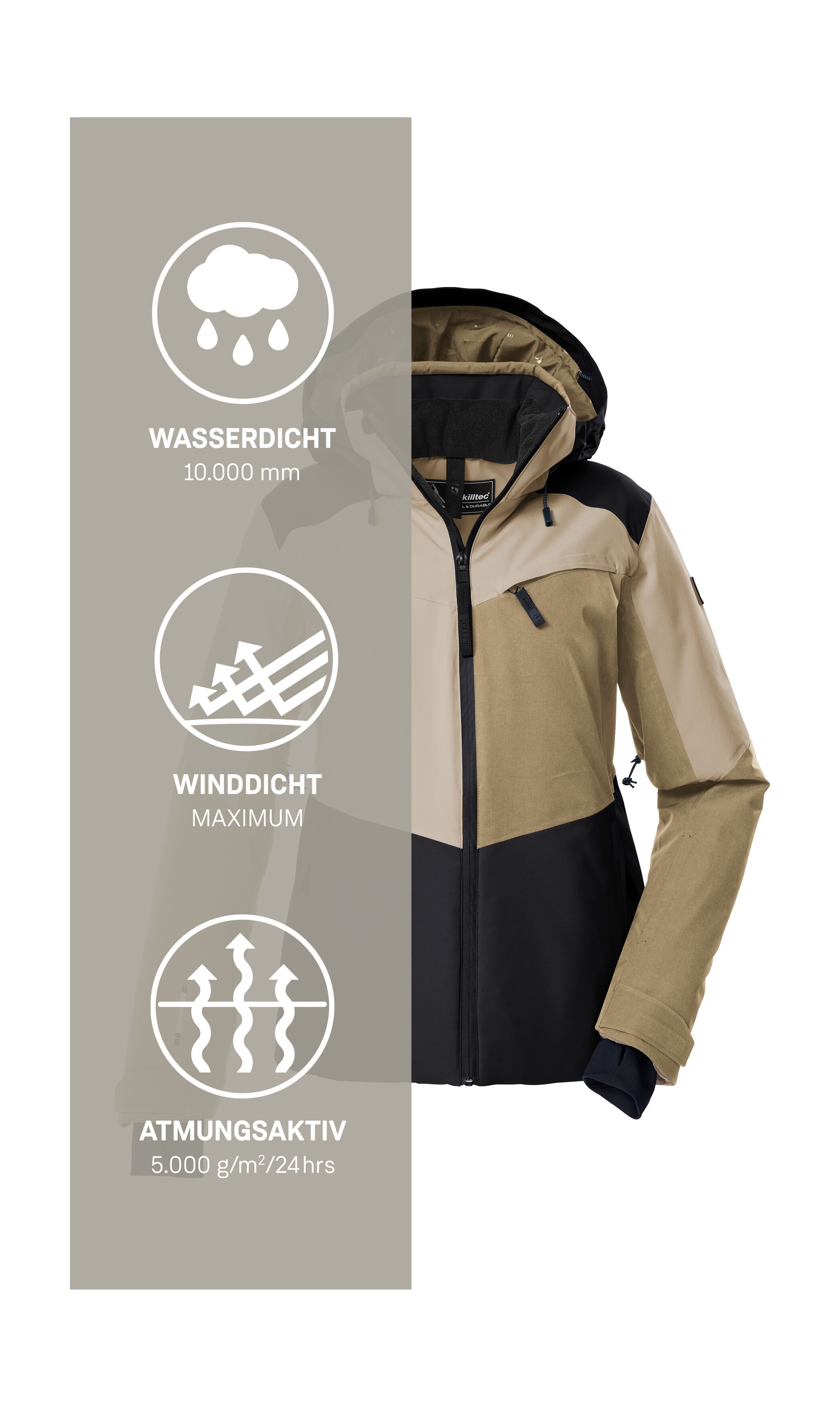 Killtec Skijacke »KSW 39 WMN SKI JCKT«, Wasserdichte Damen Skijacke mit Atmungsaktivität und cleveren Features