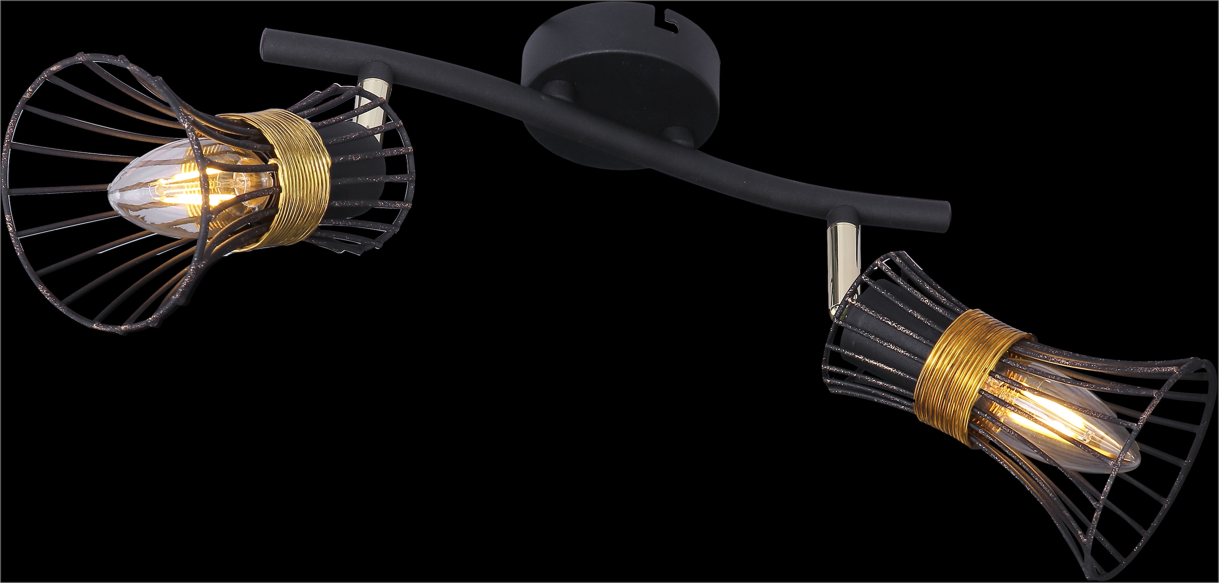 GLOBO LIGHTING Deckenstrahler »PURRA«, Leuchtmittel E14 | ohne Leuchtmittel, Deckenspot/schwarz/goldfarben/Metallstäbe/Flur