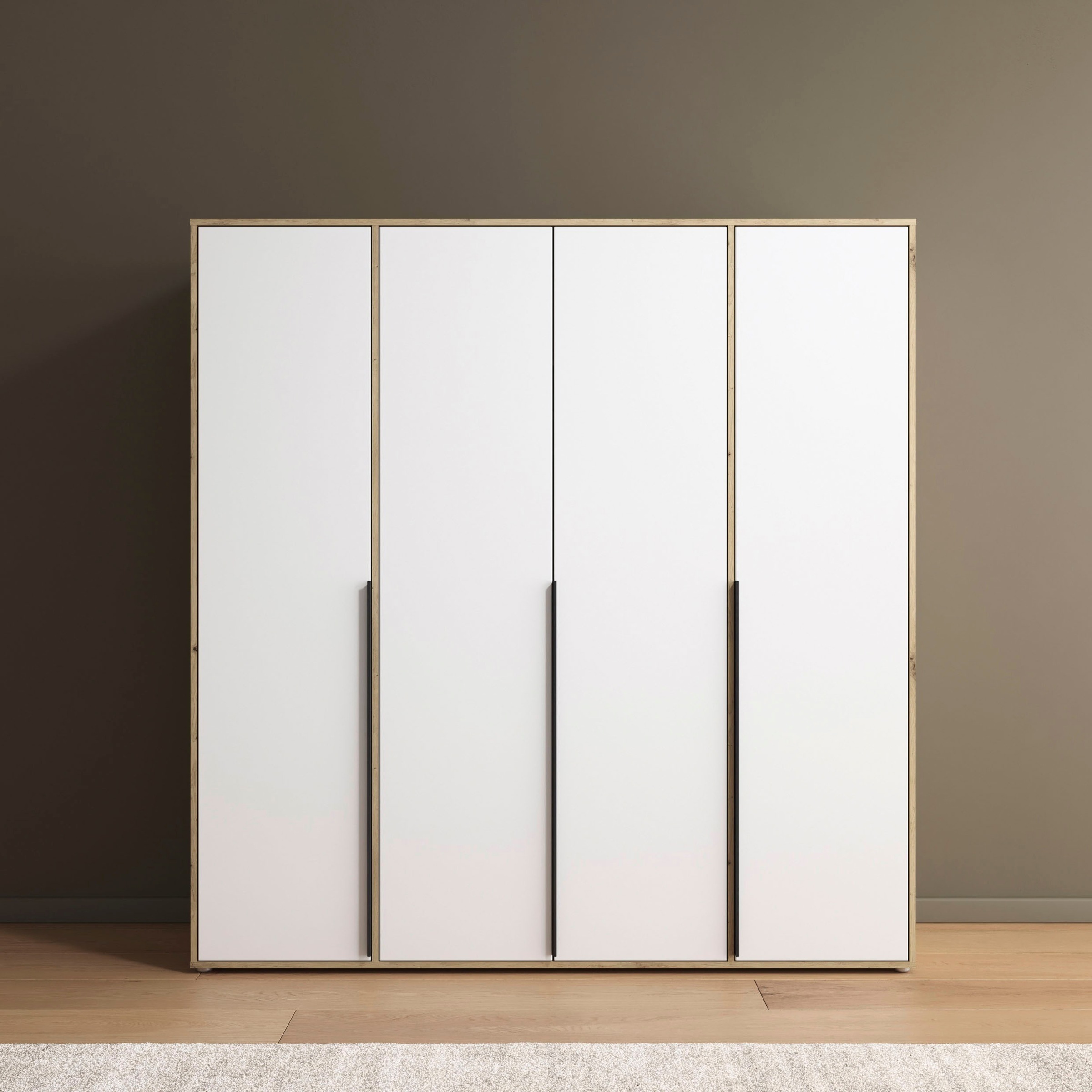 rauch Drehtürenschrank »Kleiderschrank Schrank Garderobe Wäscheschrank NAGATA viel Stauraum«, (in 3 verschiedenen Ausstattungen BASIC/CLASSIC/PREMIUM), mit modernen Stangengriffen in Graumetallic TOPSELLER MADE IN GERMANY