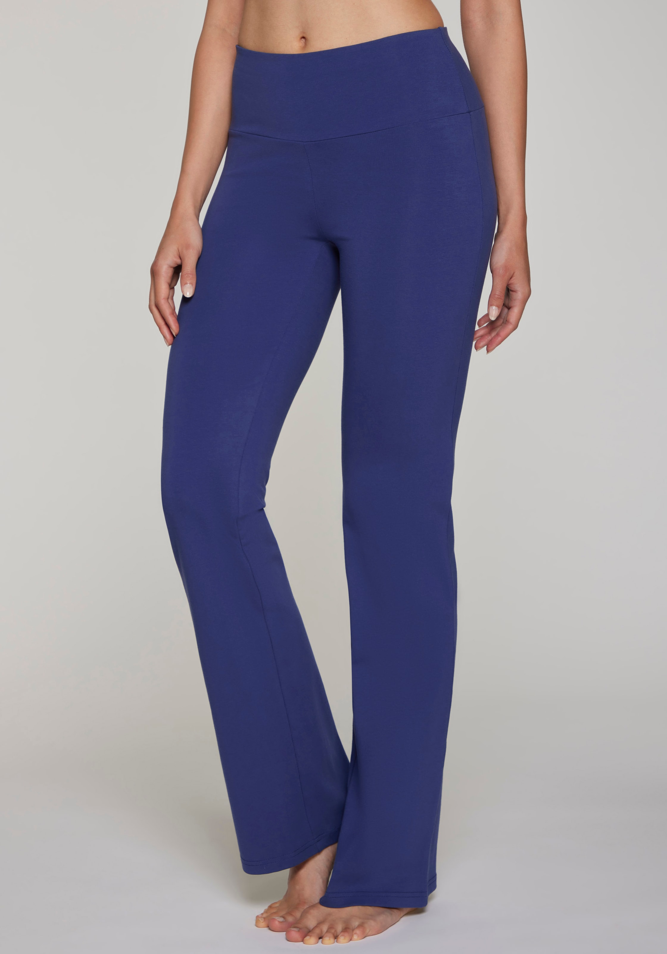 LASCANA ACTIVE Damen Jazzpants, Gr. 52, blau, Single Jersey, Obermaterial: 95% Baumwolle, 5% Elasthan, unifarben, Basic, Hosen, mit breitem Bündchen