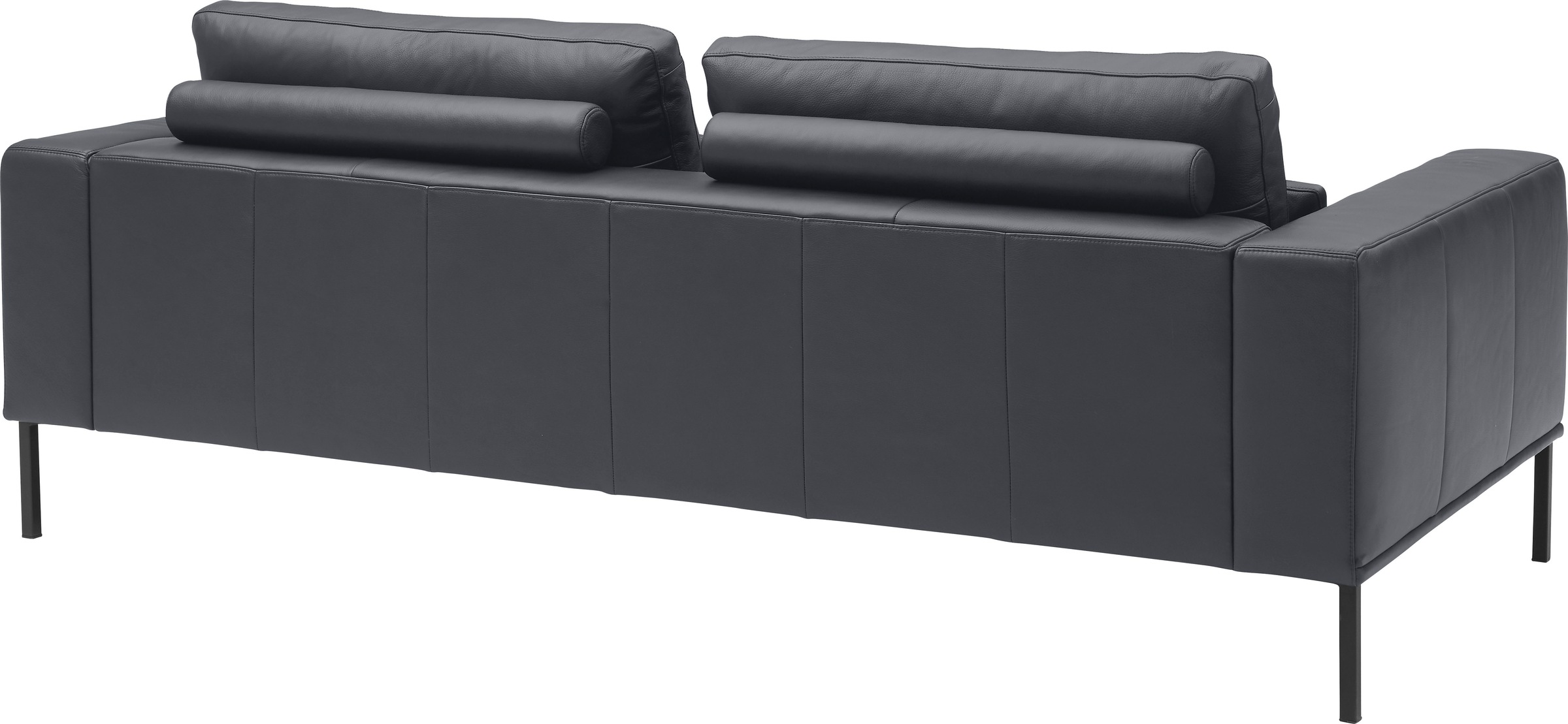 2,5-Sitzer MUSTERRING "JustBPM100, 202 cm breit, aus hochwertigem Leder", navy, B:202cm H:88cm T:107cm, 100% Leder, Sofas, wahlweise mit Nierenkissen und mot. Sitzauszug, Metallfuß in schwarz 2