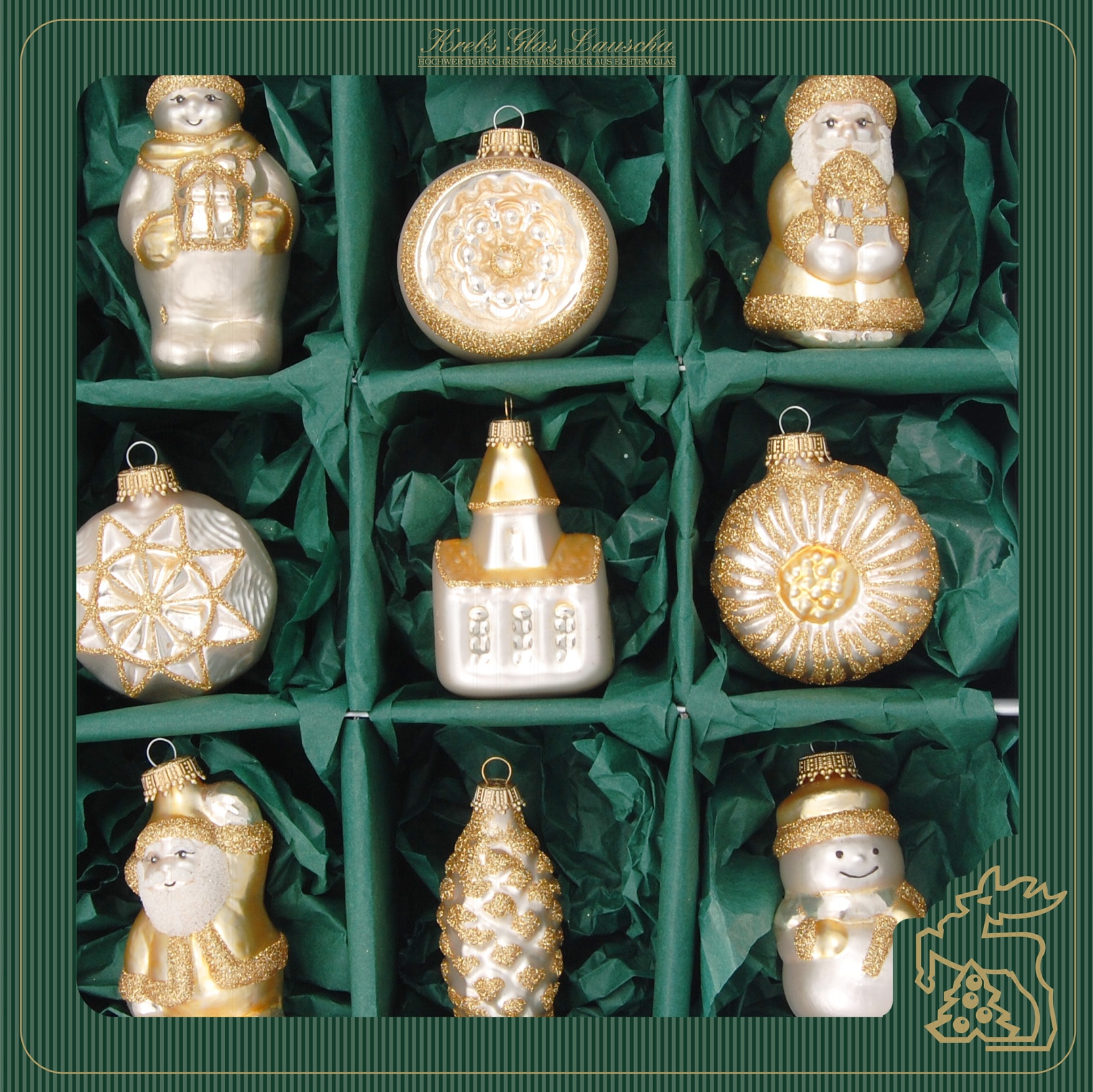 Krebs Glas Lauscha Christbaumschmuck »KGL03401, Weihnachtsdeko, Christbaumschmuck«, (Set, 9 tlg.), Weihnachtsfiguren aus Glas