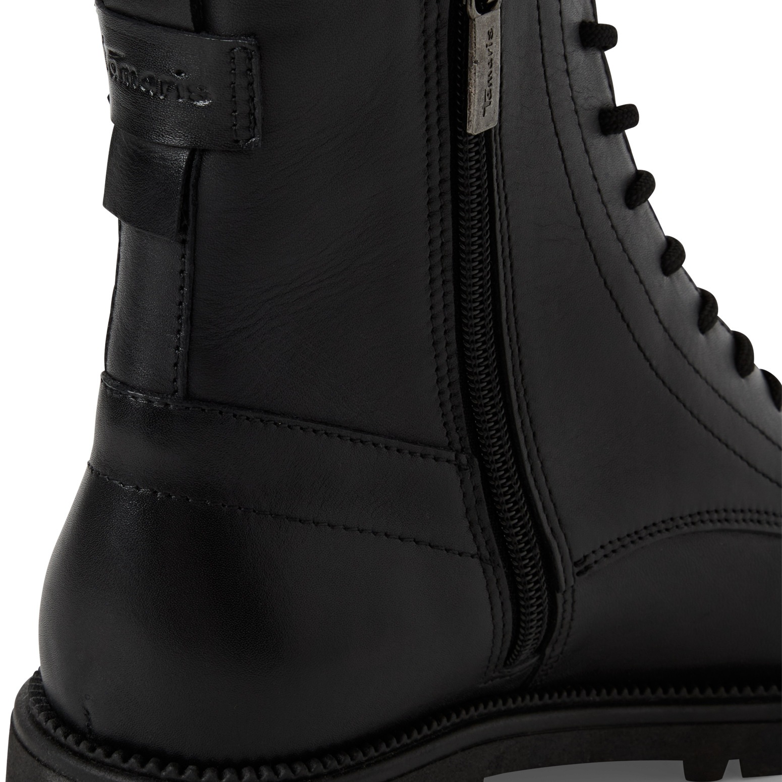Schnürstiefelette TAMARIS, Damen, Gr. 37, schwarz, Glattleder, unifarben, Schuhe Schnürstiefelette, Blockabsatz, Schnürboots, Businessschuh mit dezenten Ziernähten 3