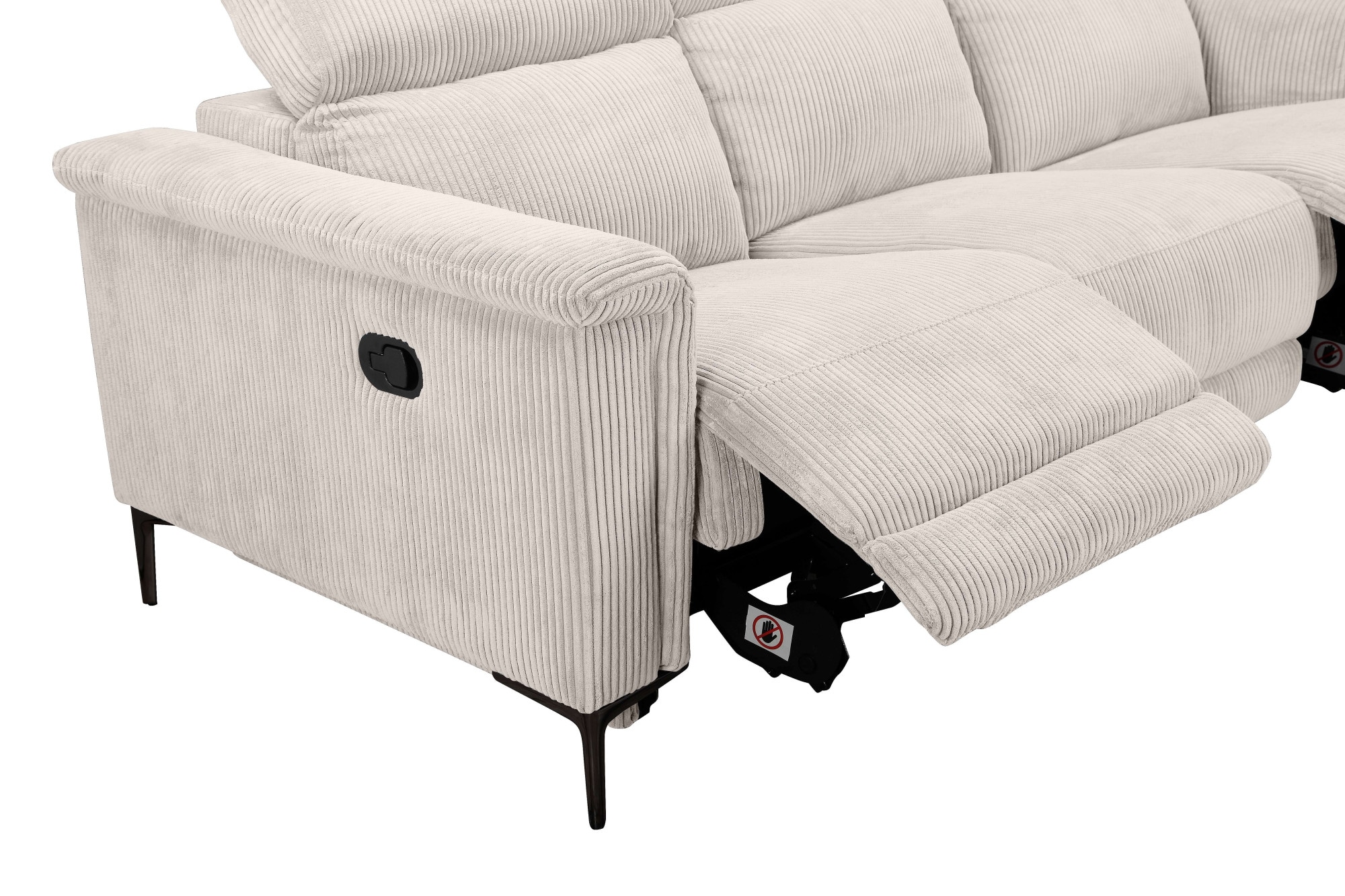 Places of Style 3-Sitzer »Lund Cord, mit manueller o. elektrischer Relaxfunktion in 2 Sitzen,«, USB-A, Kopfteilverstellung, Breite 222 cm