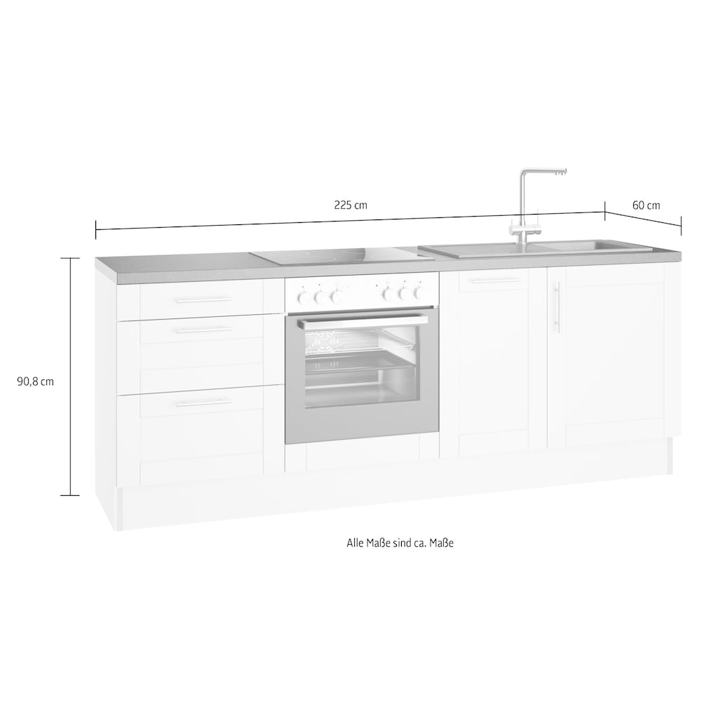 OPTIFIT Küche »Ahus«, 225 cm breit, ohne E-Geräte, Soft Close Funktion