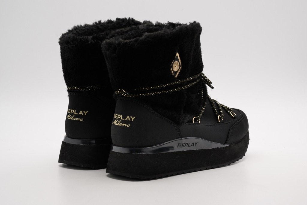 Replay Winterboots »PENNY MID FUR«  Schnürboots, Plateauboots mit seitlichem Logoschriftzug