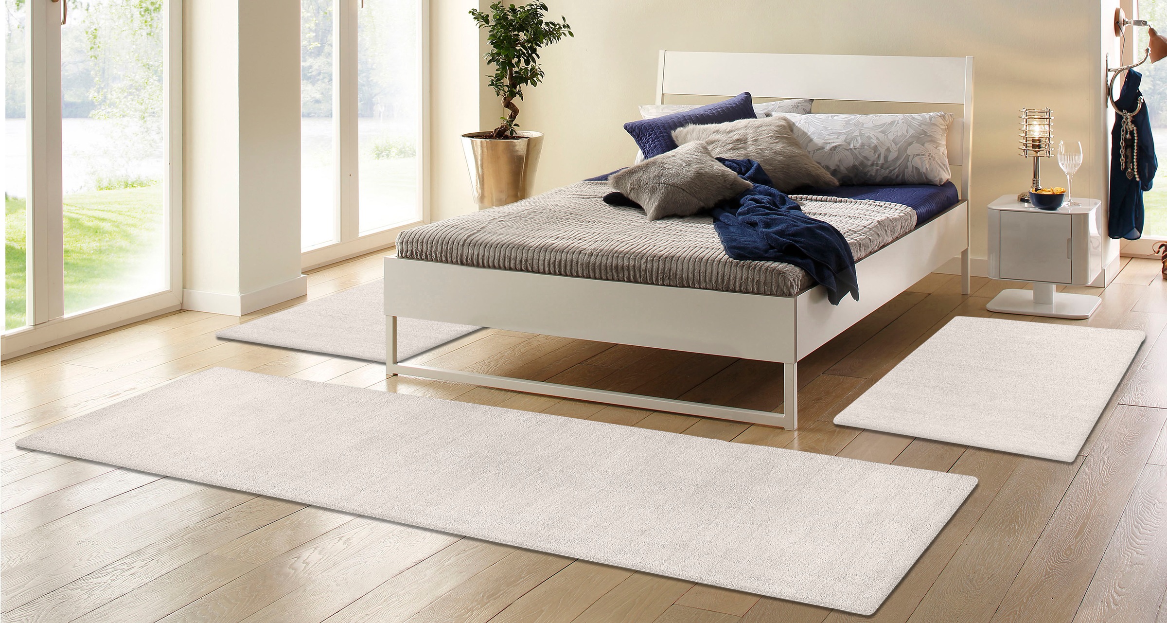 THEKO Bettumrandung "Gabbeh Uni, Handweb Teppich, meliert, reine Wolle" Höh günstig online kaufen