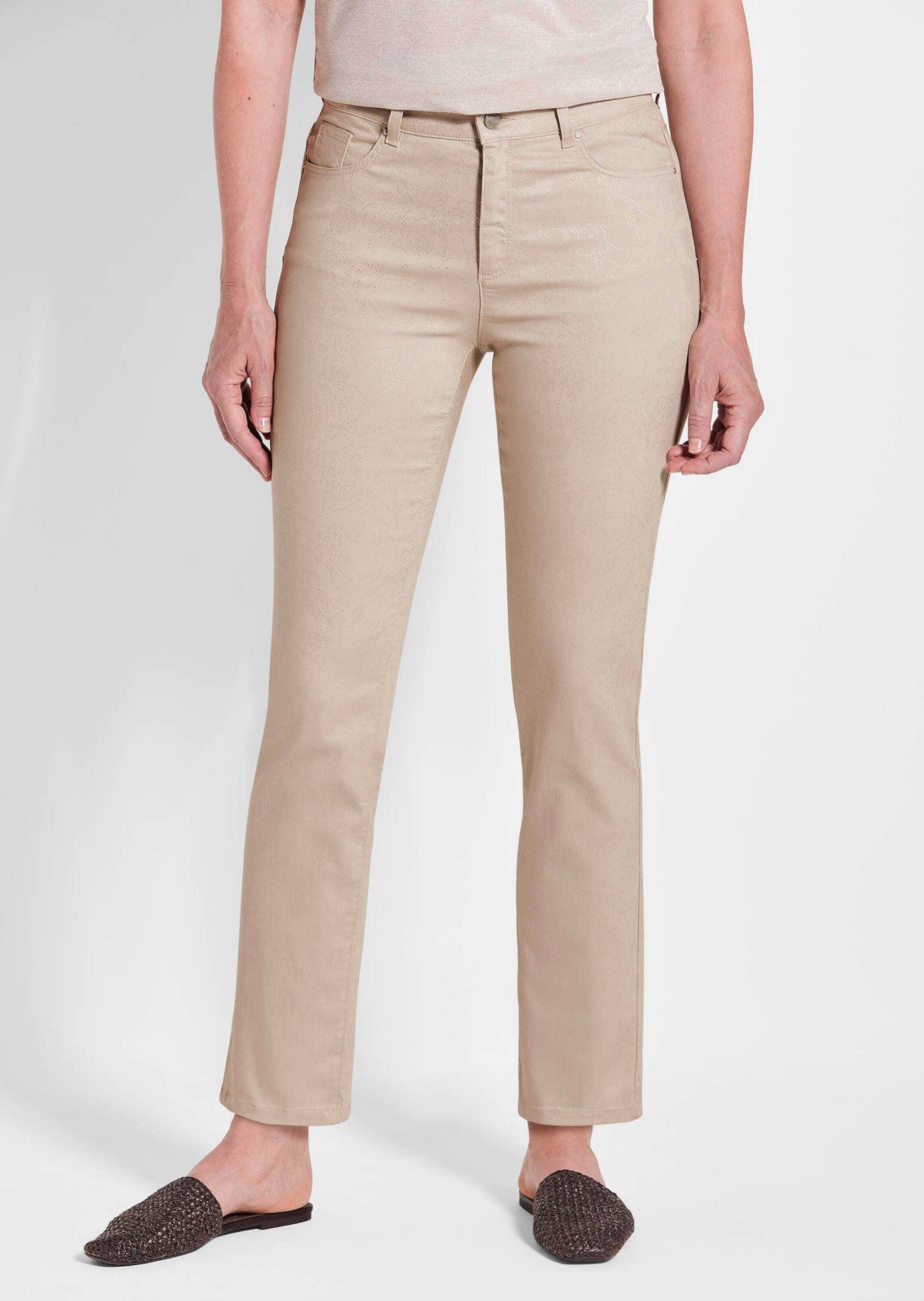 GOLDNER 2-in-1-Hose »Kurzgröße Knöchellange Jeans CARLA in Braun«