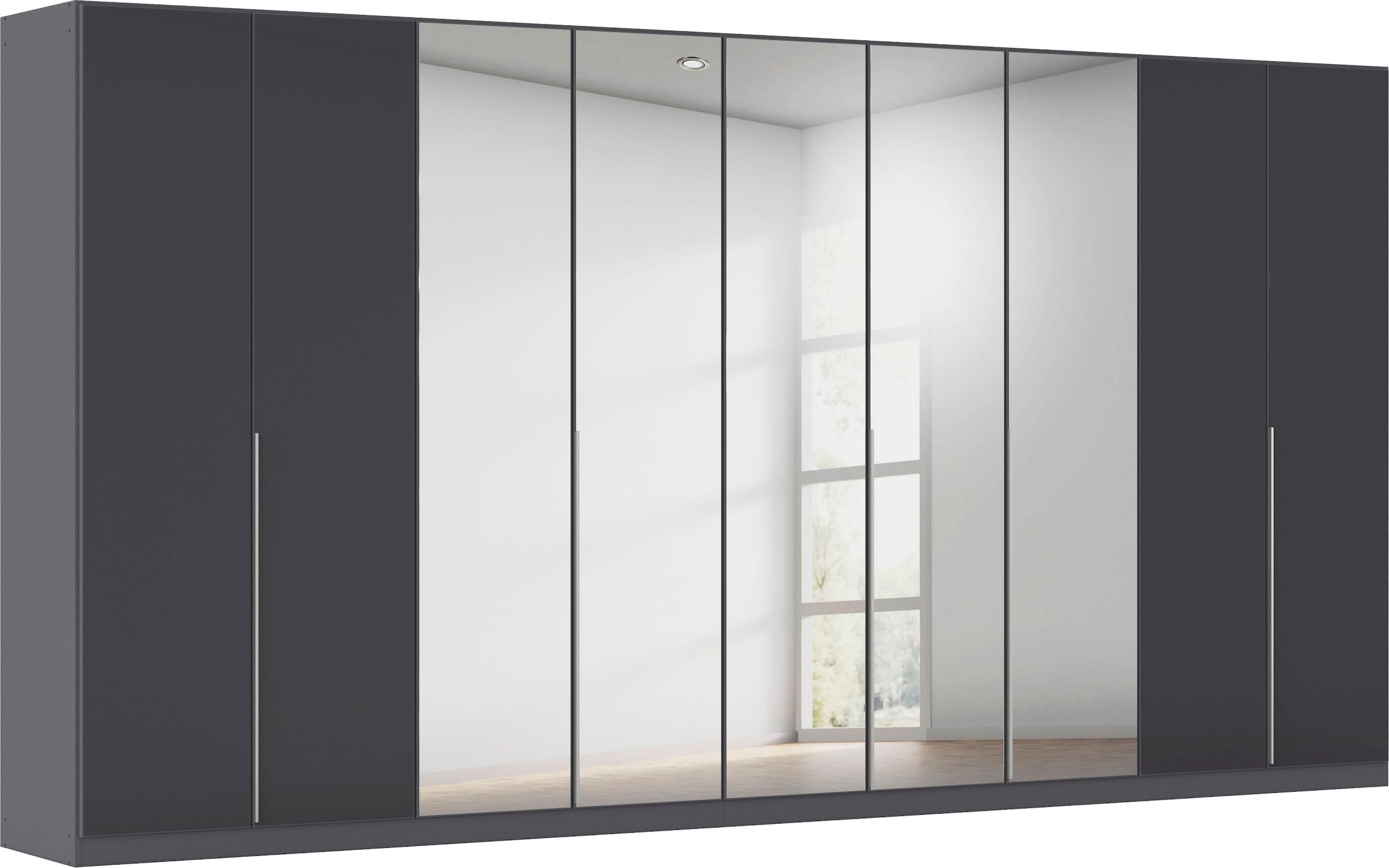 OTTO home Drehtürenschrank "Kleiderschrank Schrank Garderobe AGORDO mit Glasfront und Spiegel" in zwei Griff-Farben, Breiten 91-405 cm, durchdachte Innenausstattung, in 8 Breiten und 2 Höhen MADE IN GERMANY