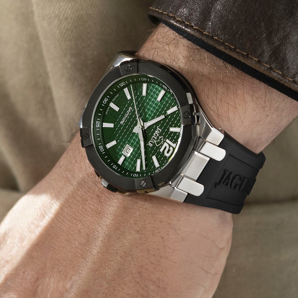 Jaguar Quarzuhr »Diplomatic«, Armbanduhr, Herrenuhr, Swiss Made, analog, Tag, Kautschukarmband