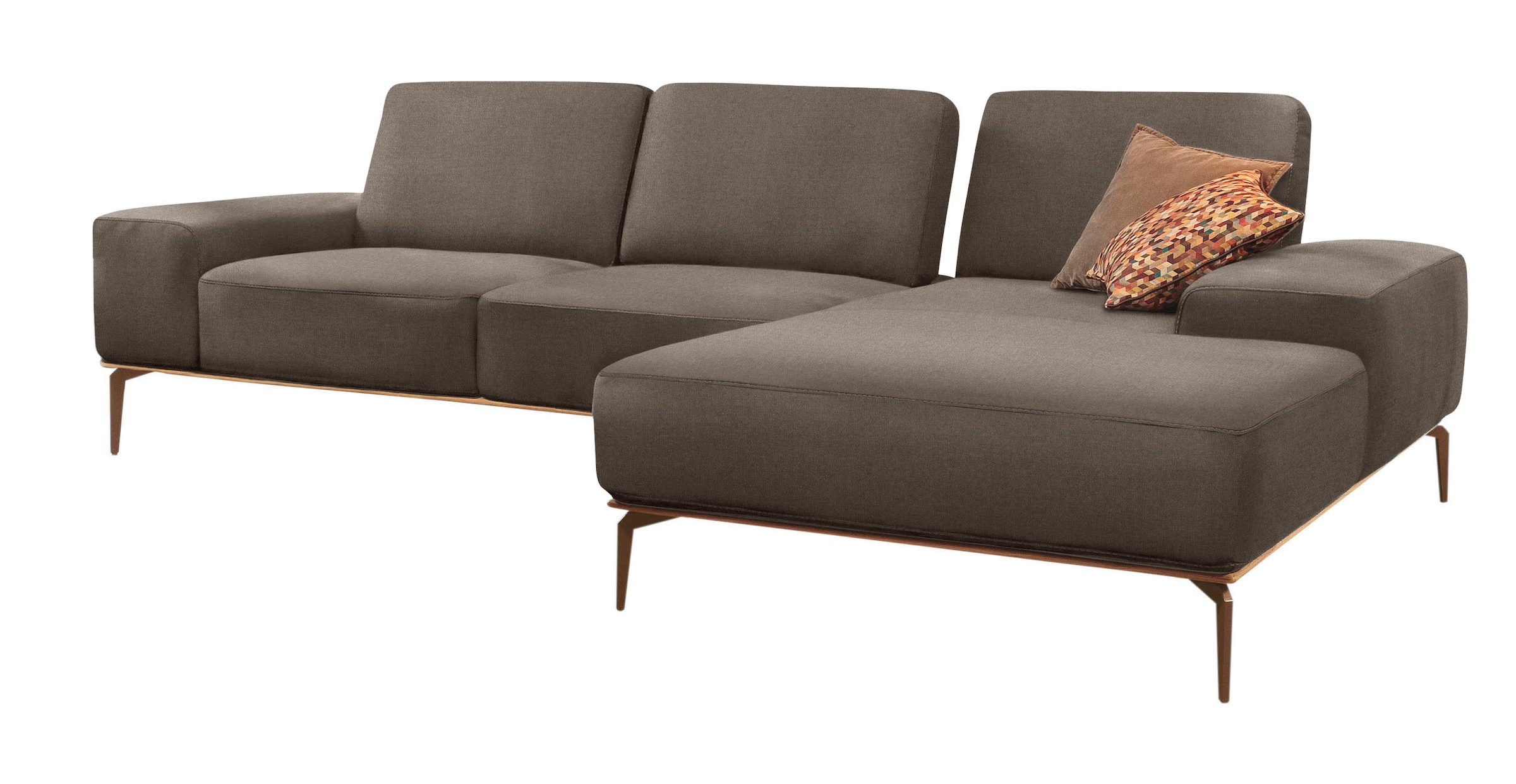 W.SCHILLIG Ecksofa »run, Designsofa mit tollem Sitzkomfort, bequem, L-Form«, mit Holzsockel, Füße in Bronze pulverbeschichtet, Breite 319 cm