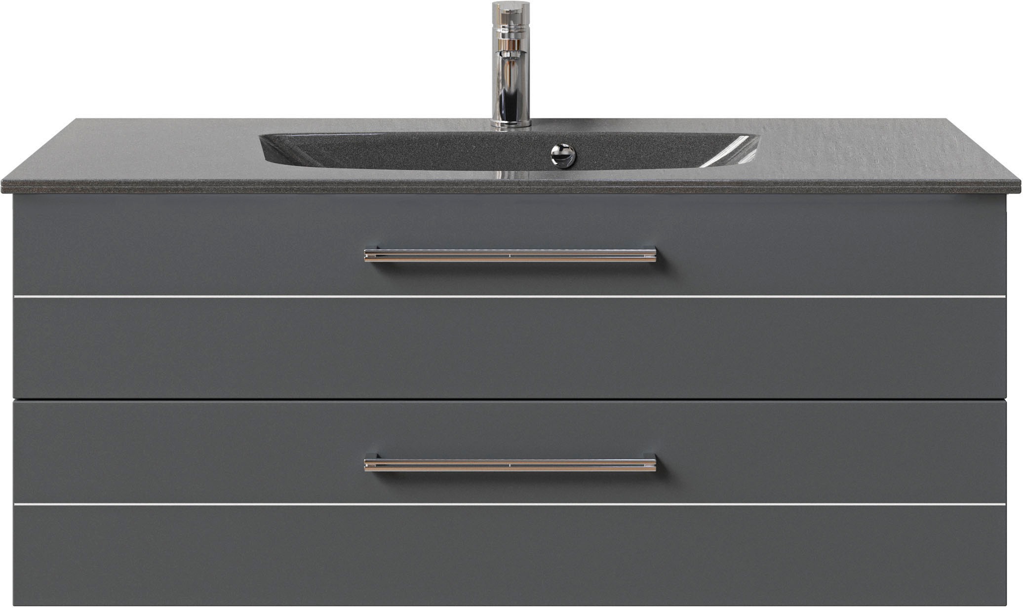 Saphir Waschtisch »Serie 6025 Mineralmarmor-Waschtisch mit Unterschrank, 117 cm breit«, Waschplatz mit 2 Schubladen, hängend, verschiedene Ausführungen