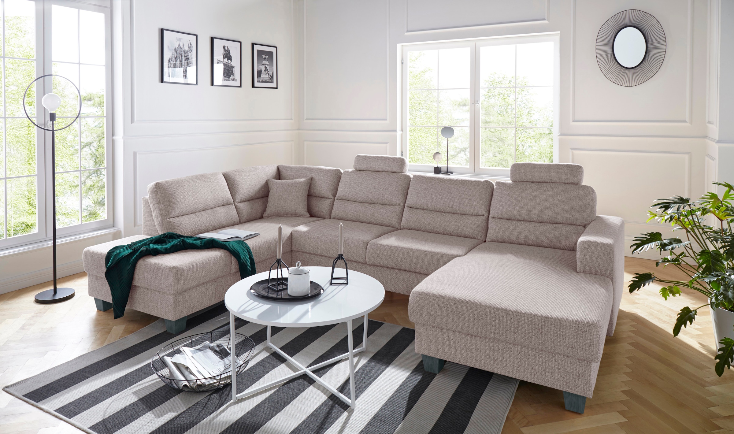 TRENDMANUFAKTUR Wohnlandschaft "Chamber, U-Form" inklusive zwei Kopfstützen günstig online kaufen