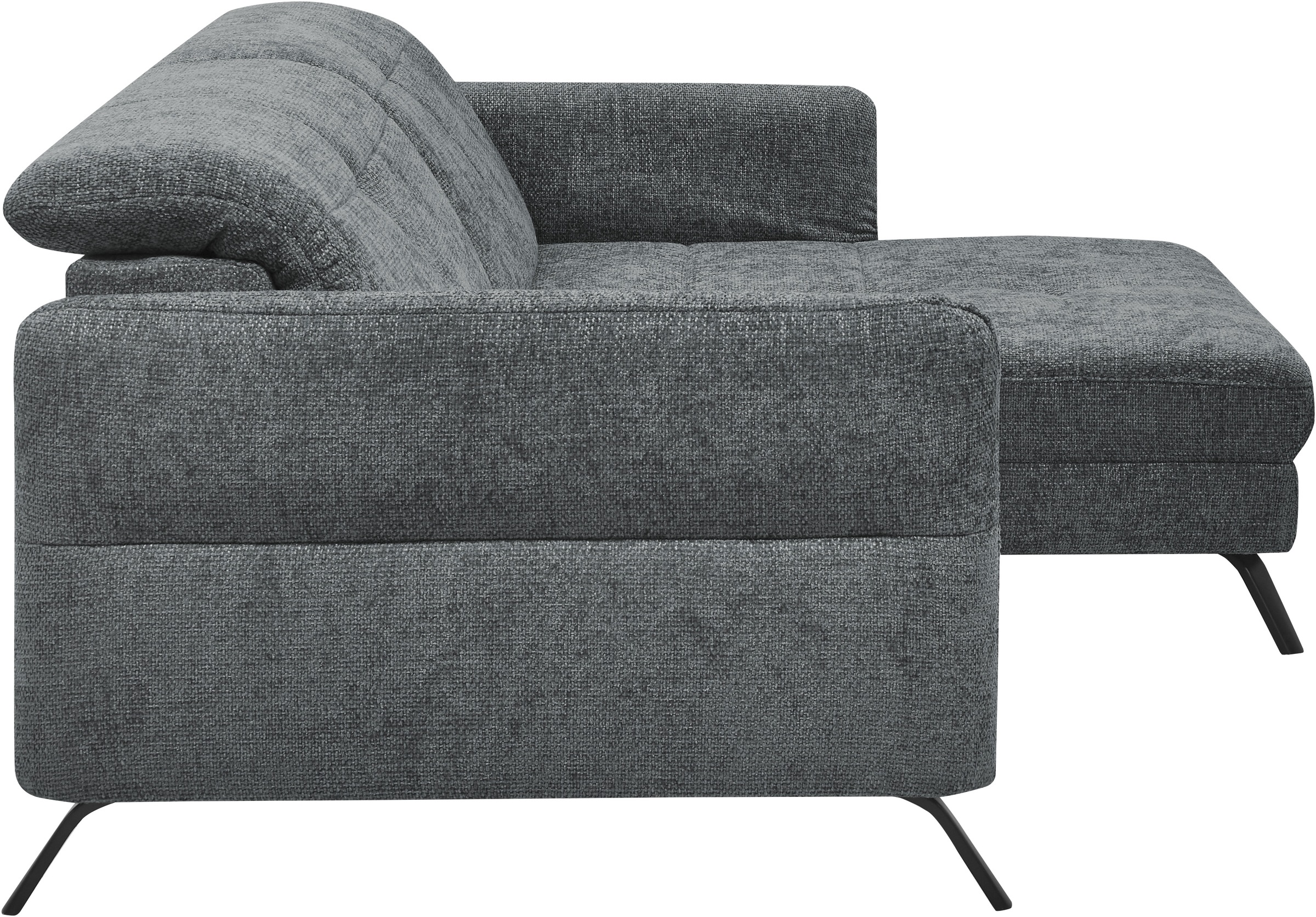set one by Musterring Ecksofa »SO 4400 V«, wahlweise mit motorischer Bettfunktion & Kopfverstellung, Fuß schwarz
