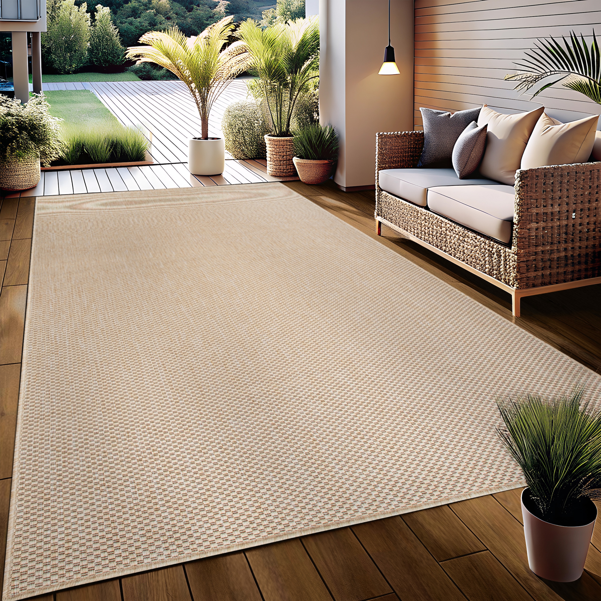 my home Teppich »Venedig auch als Läufer erhältlich«, rechteckig, 4 mm Höhe, In- und Outdoor geeignet, Sisal-Optik, Wetterfest & UV-beständig