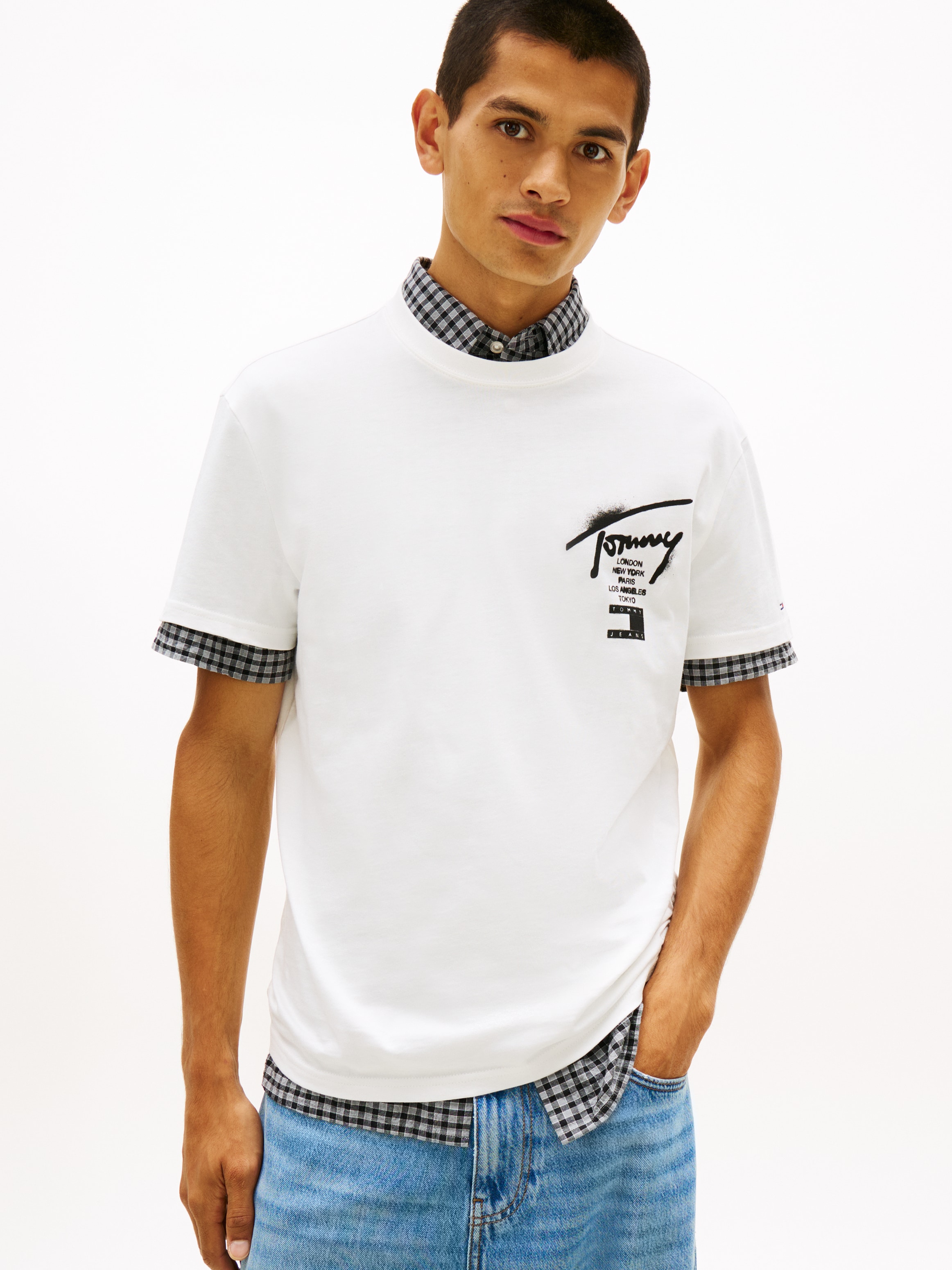 Tommy Jeans T-Shirt "TJM REGULAR CITY SIGN" Regular fit mit Markenprint