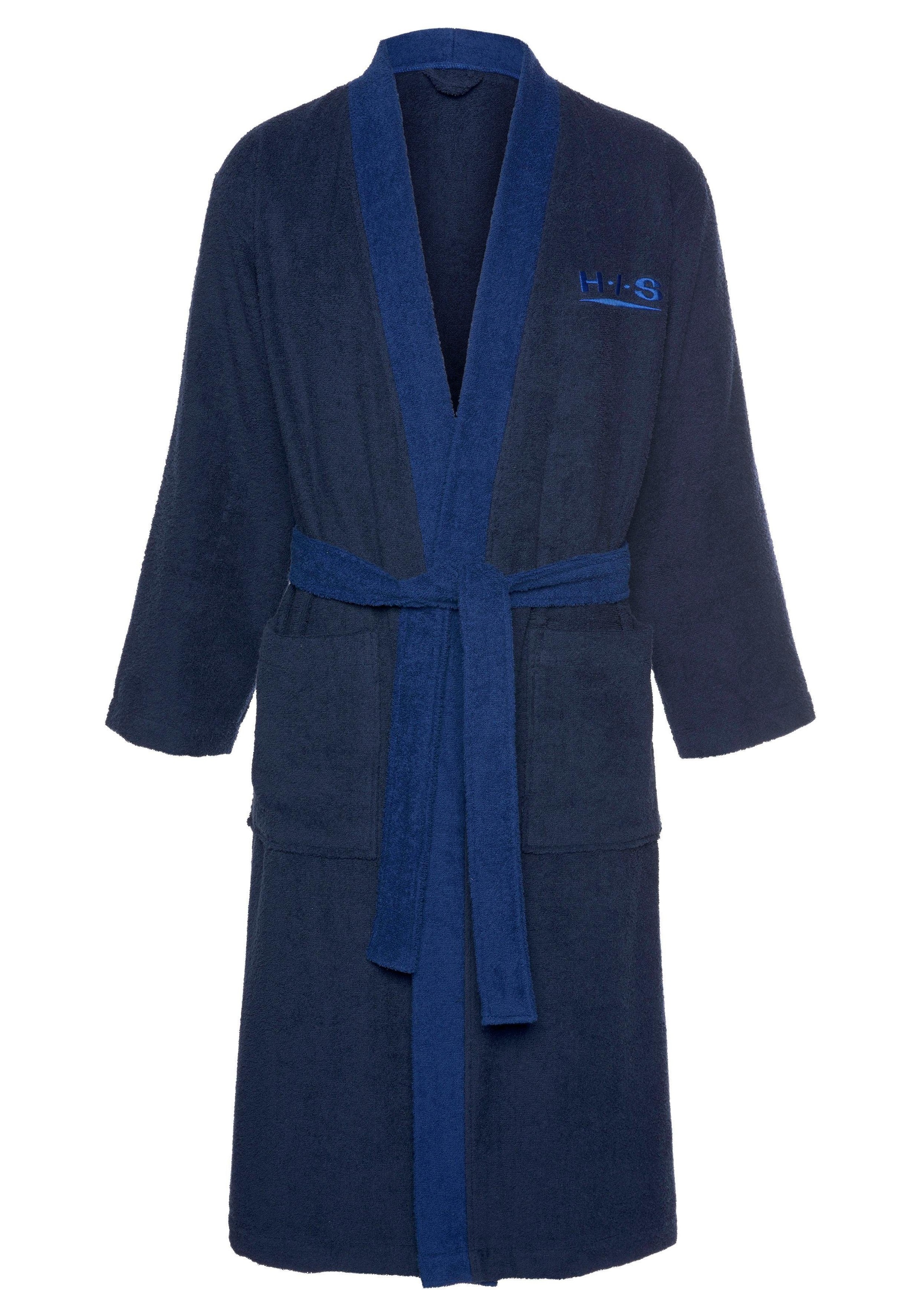 H.I.S Unisex-Bademantel »Hannes, ideal für Sauna & Spa, Hotelbademantel, Morgenmantel«, (1 St.), für Damen & Herren, lang, mit Taschen, S-3XL