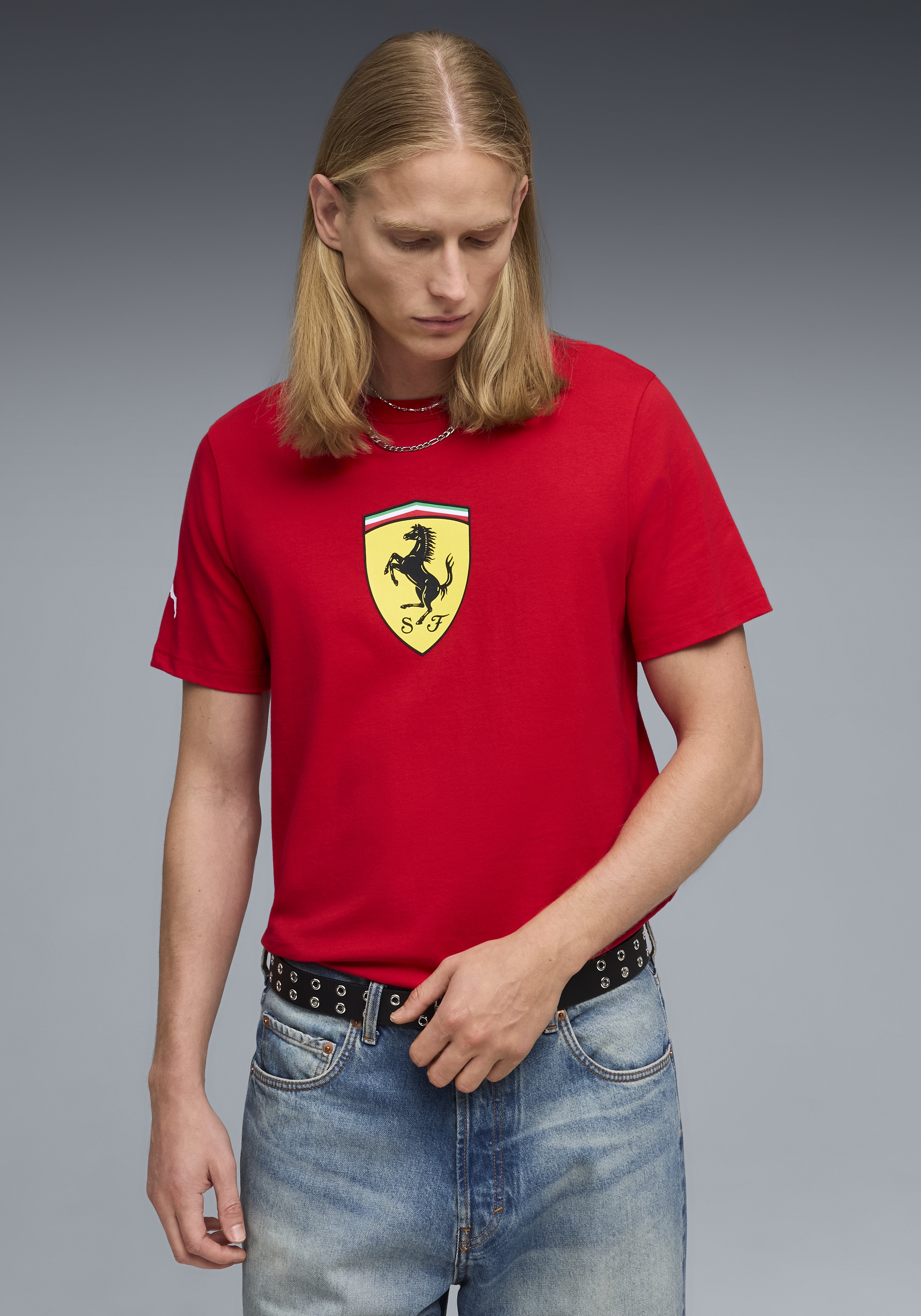 PUMA T-Shirt "FERRARI COLORED SHIELD TEE" Regular Fit, Kurzarm, für Motorsport-Fans, Rundhalsausschnitt