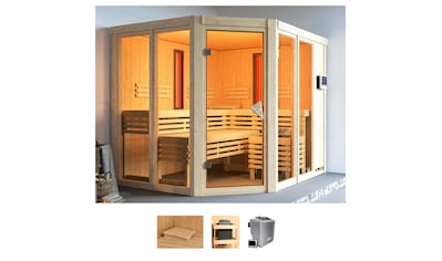 Sauna »Avril«, (Set), 9-kW-Bio-Ofen mit externer Steuerung