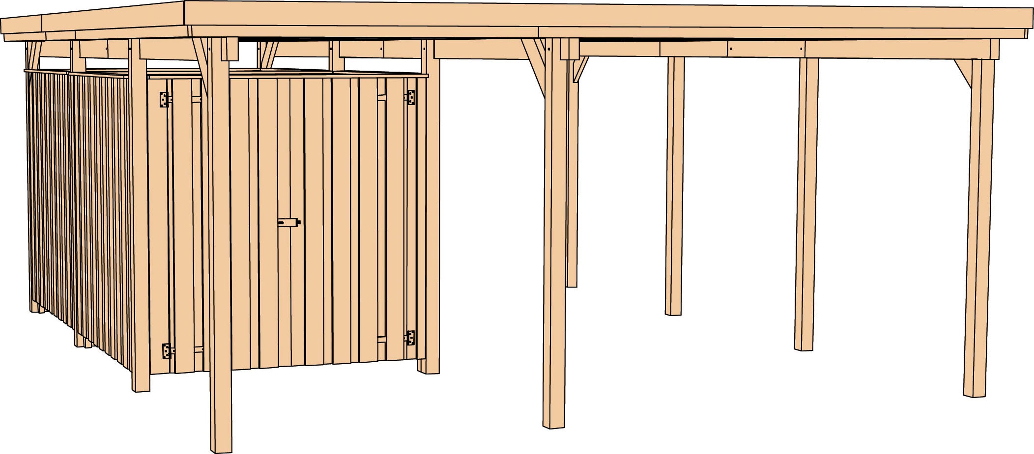 Einzelcarport »607 Gr.2«, Holz, 270 cm, braun, inkl. XL Geräteraum