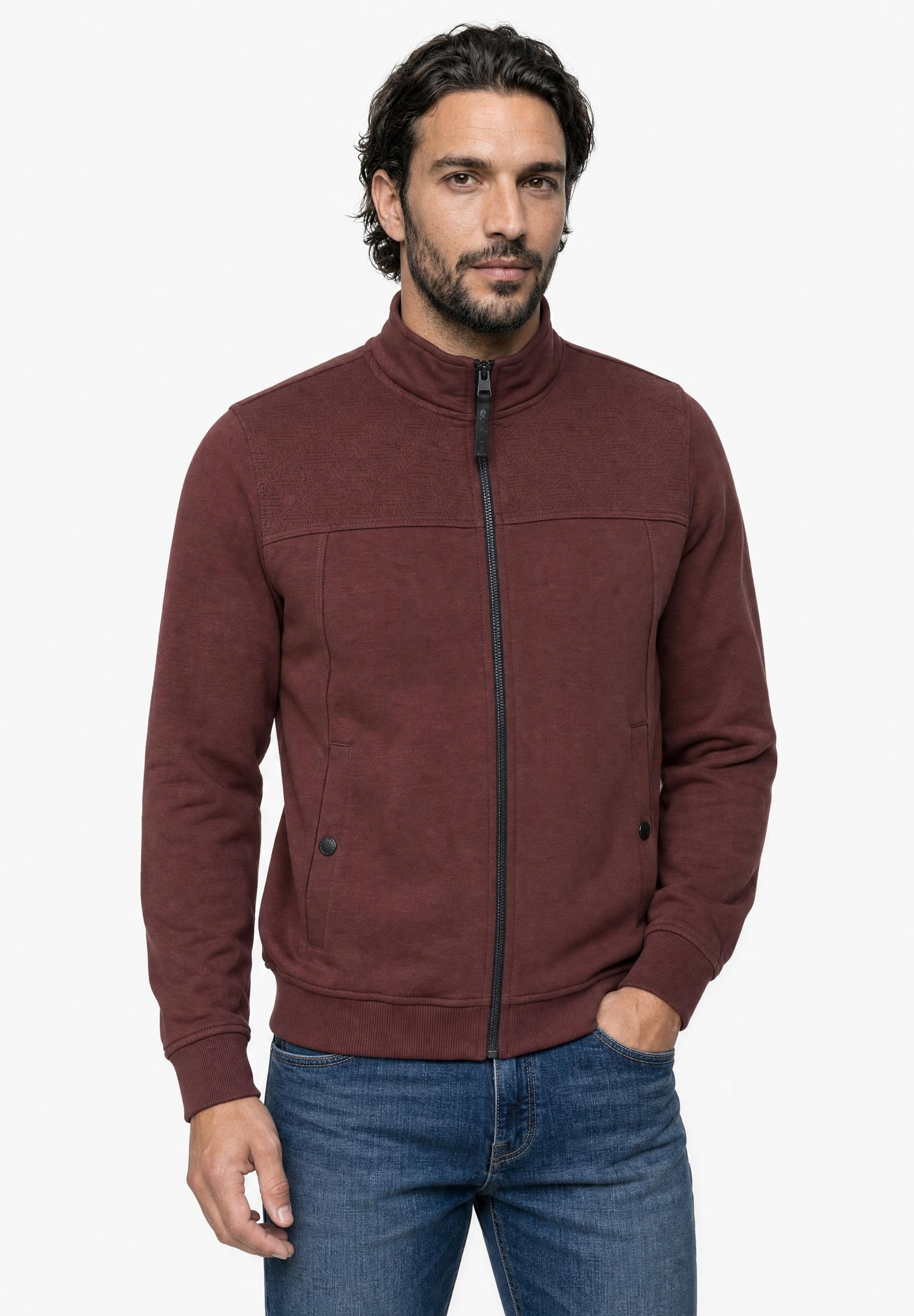 STREET ONE MEN Fleecejacke ohne Kapuze mit Stehkragen